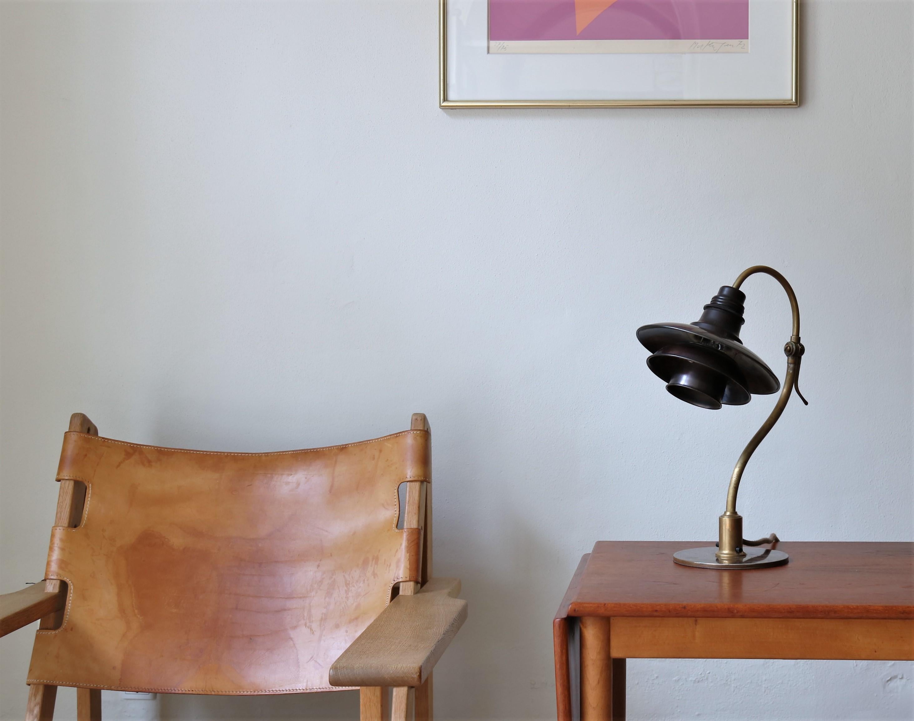 Scandinavian Modern PH Desk Lamp in Brass with Copper Shades by Poul Henningsen 2