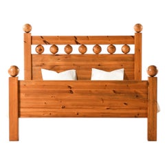 Scandinavian Modern Pine Bed Frame, 1970s
