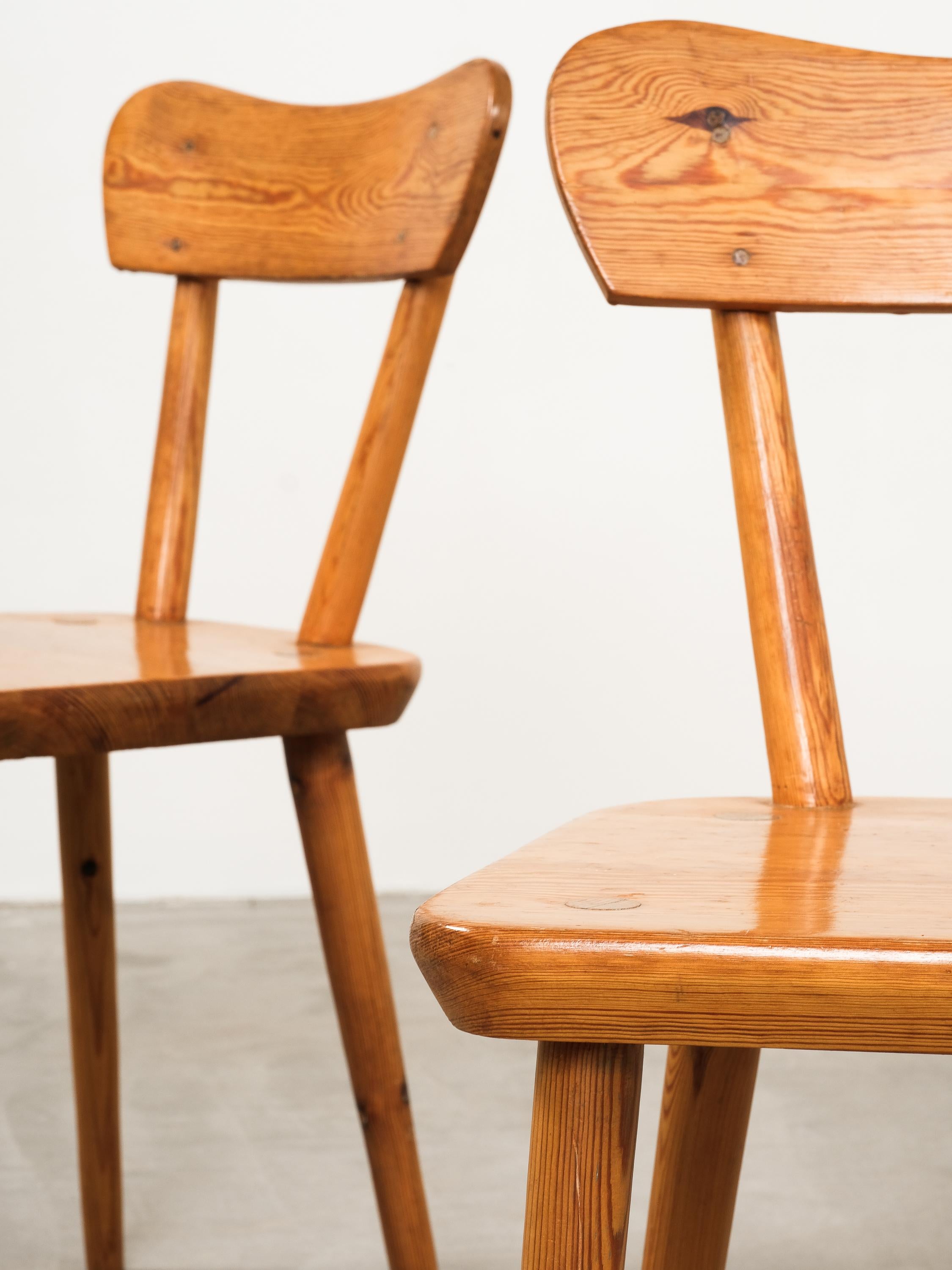 Scandinavian Modern Pine Dining Chairs, 1970s For Sale 5