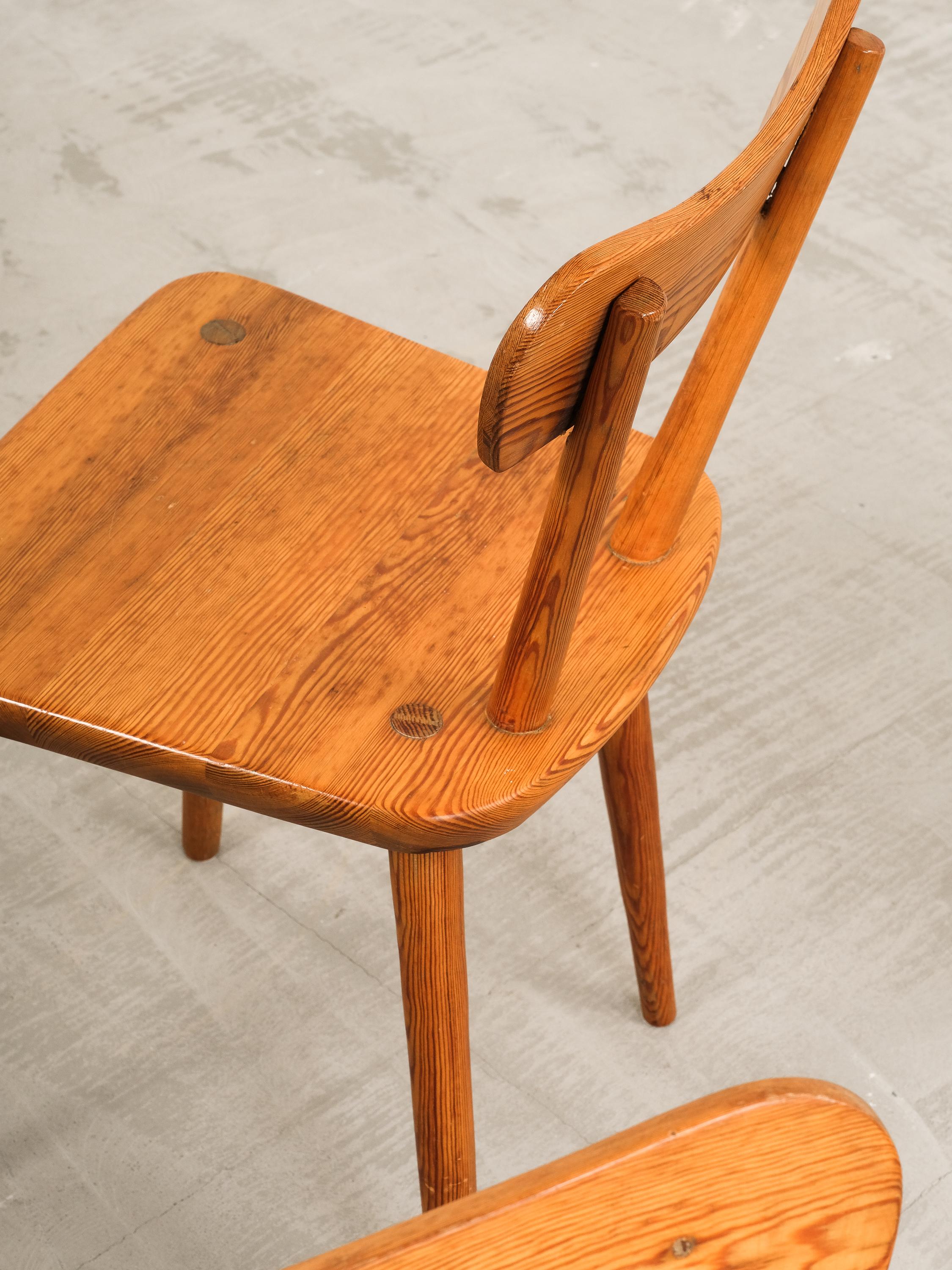 Scandinavian Modern Pine Dining Chairs, 1970s For Sale 7