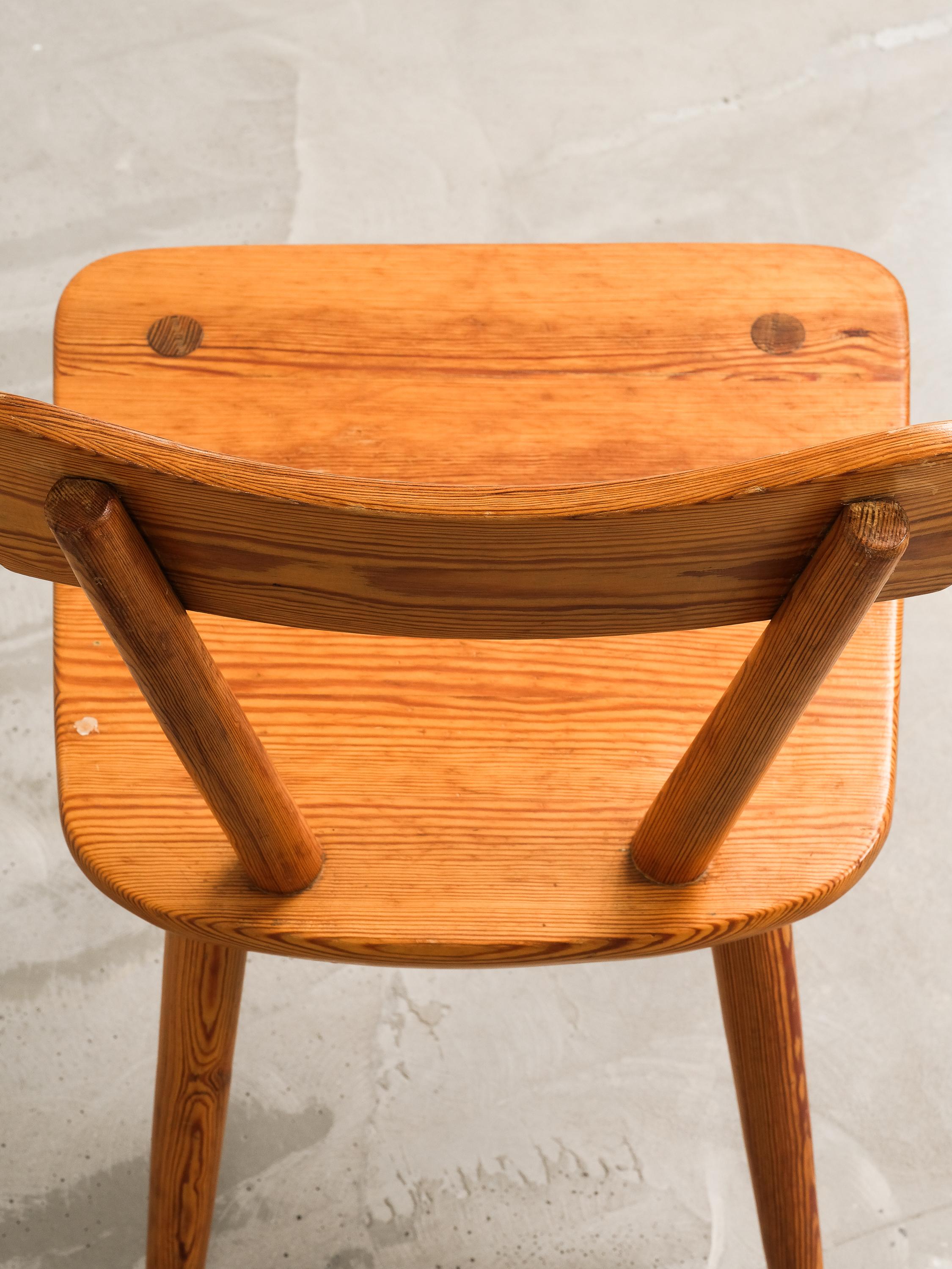 Scandinavian Modern Pine Dining Chairs, 1970s For Sale 8