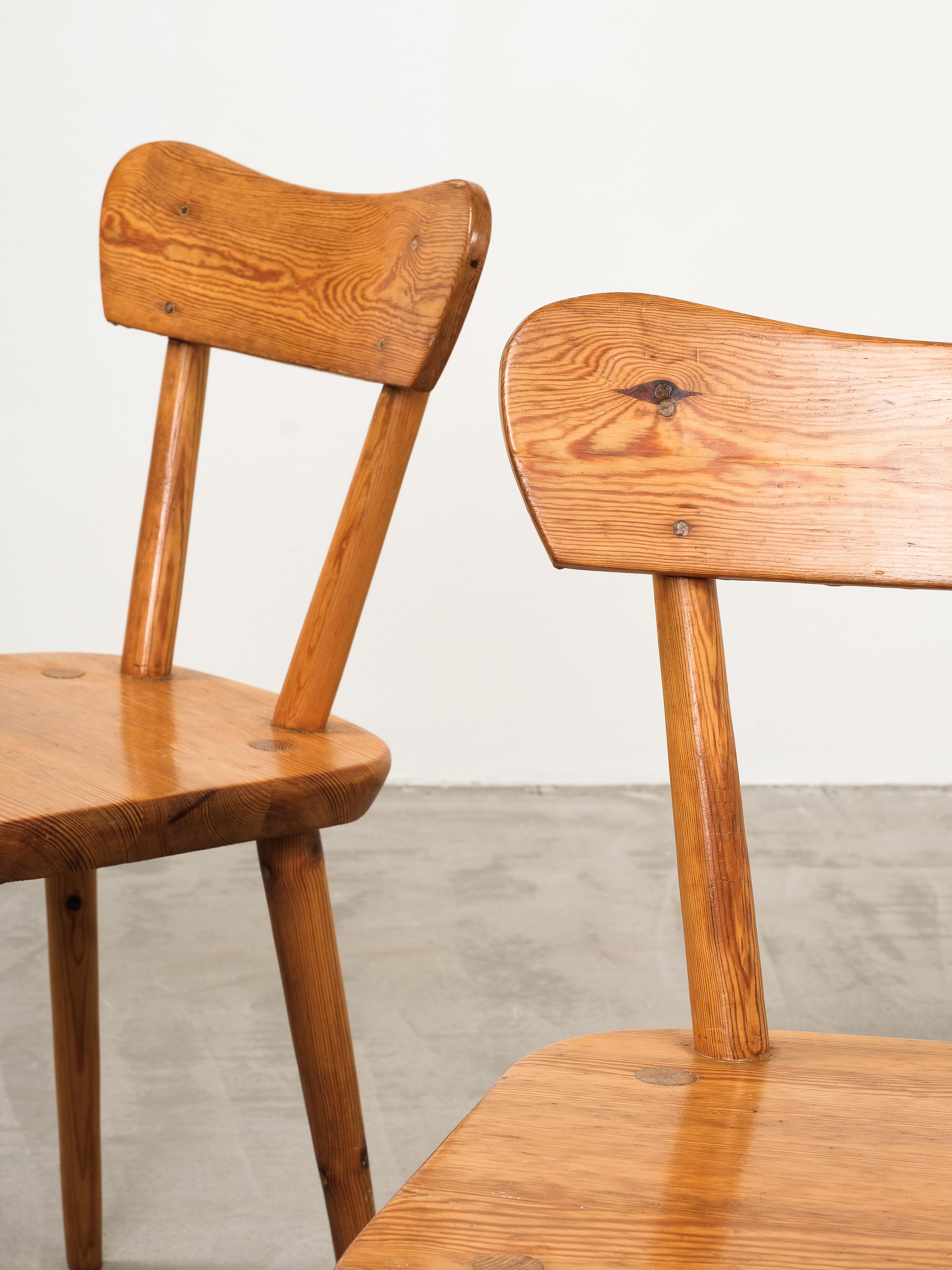 Scandinavian Modern Pine Dining Chairs, 1970s For Sale 1