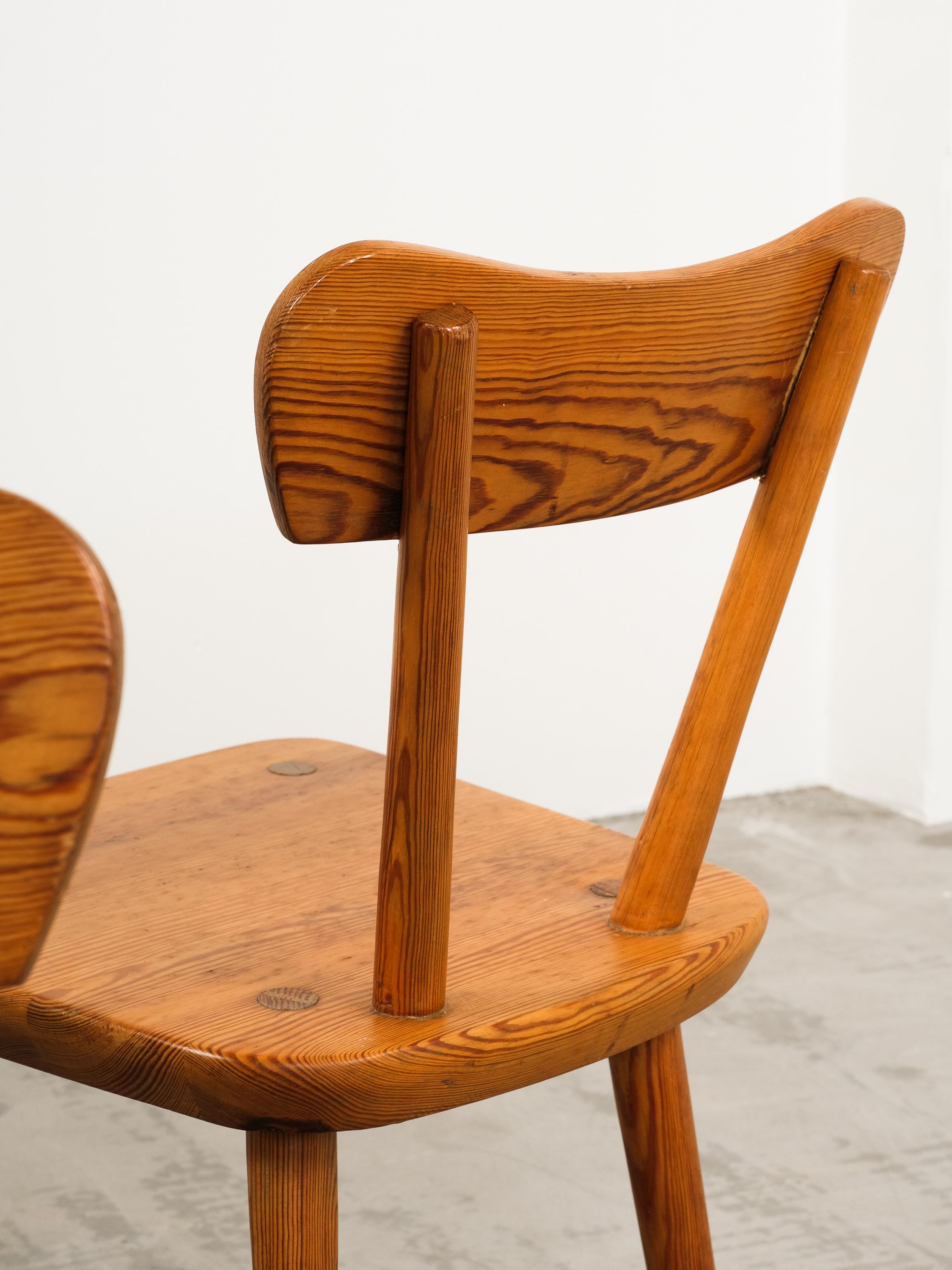 Scandinavian Modern Pine Dining Chairs, 1970s For Sale 3