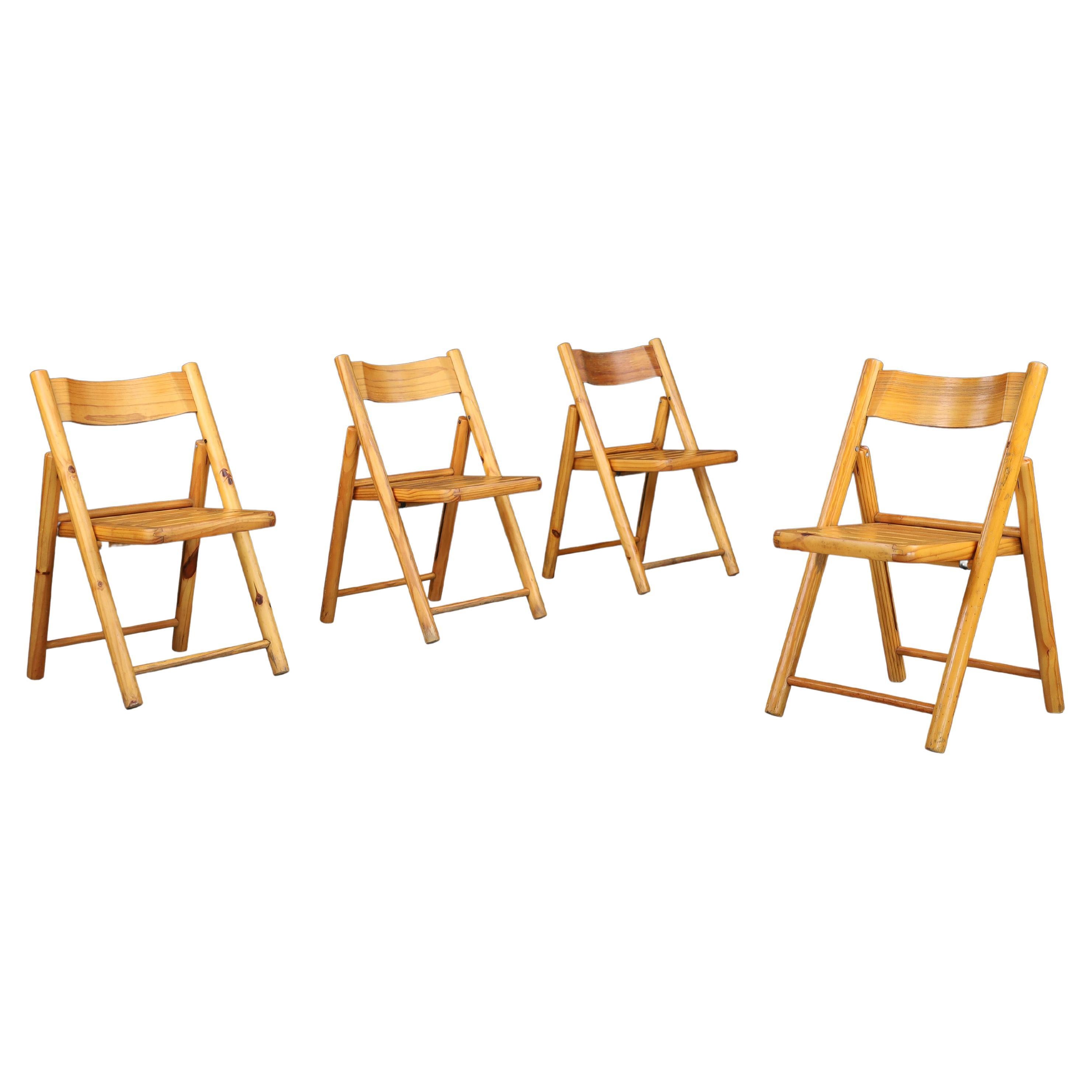 Scandinavian Modern Pine Folding Chairs, in the Style of Rainer Daumiller 1970s For Sale