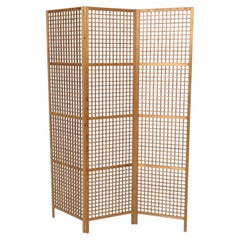 Scandinavian Modern Pine geometric room divider folding Screen 3 section