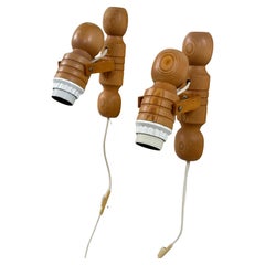 Scandinavian Modern Pine Wall Lamps, 1970s