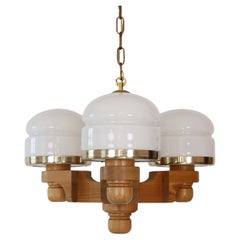 Vintage Scandinavian Modern Pine wood Chandelier by Jan Wickelgren, 1970s, Sweden 