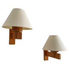 Scandinavian Modern Pine Wood Wall Sconce Set by Uno Dahlen for Aneta, 1970s