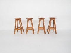Scandinavian Modern Pinewood Bar Stools, 1970's