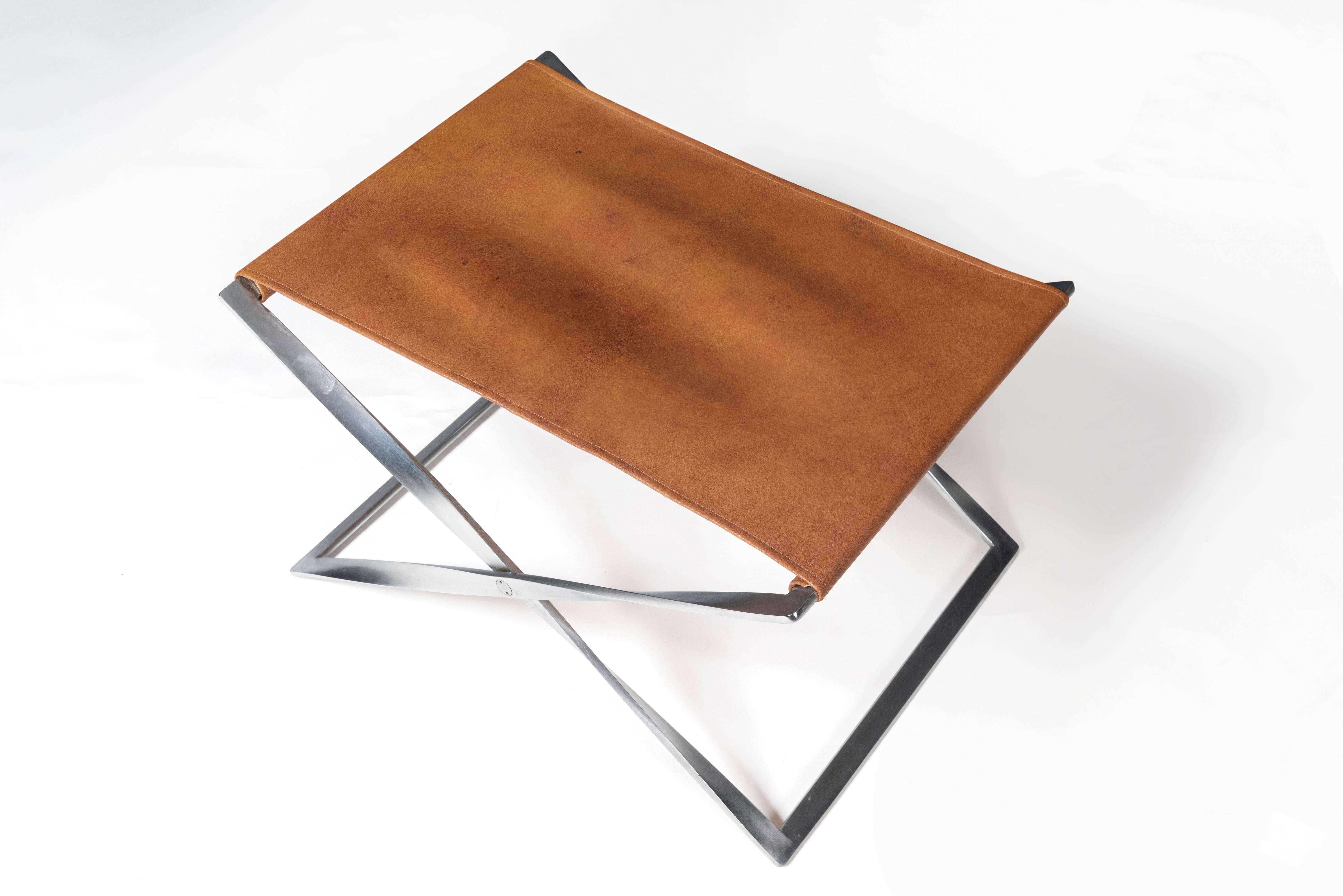 Danish Poul Kjaerholm early production PK91 Folding Stool, 1960's