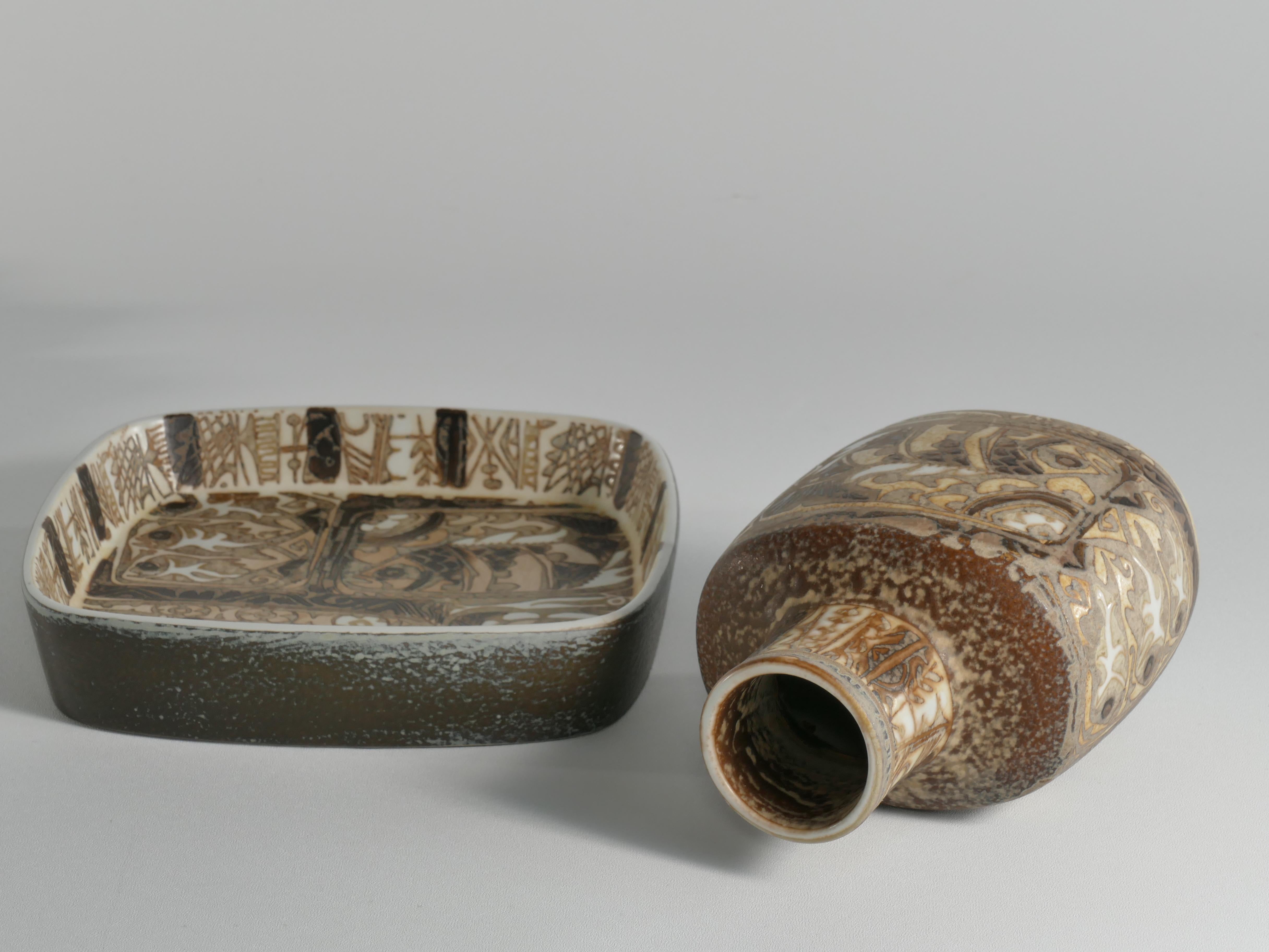Scandinavian Modern Plate and Vase, ceramic, 