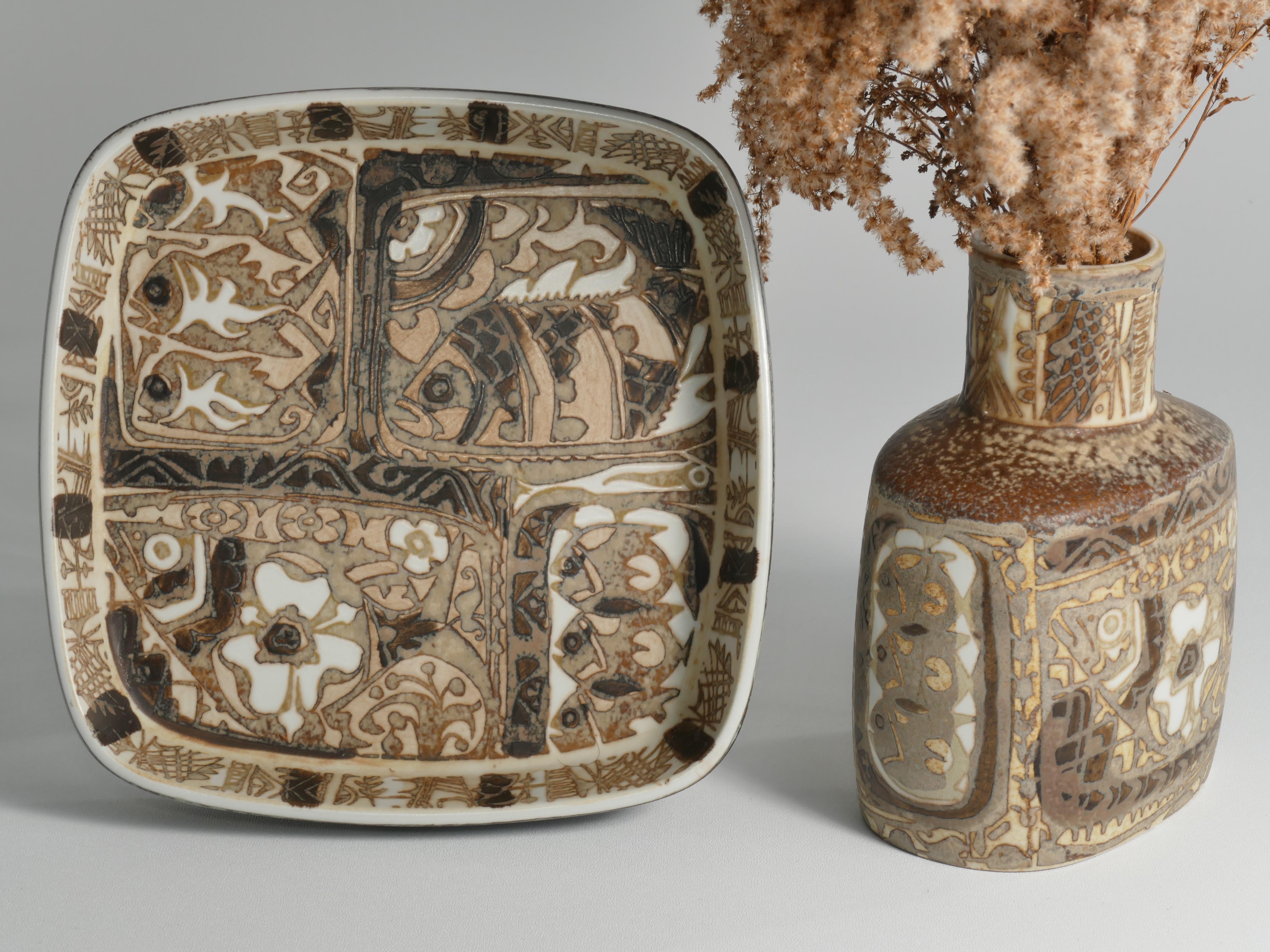 Vernissé Assiette et vase moderne scandinave, céramique, 