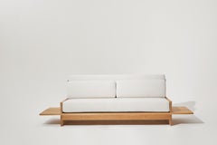 Scandinavian Modern Platform Couch with Side Table Hand Made by Stille Home