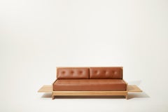 Scandinavian Modern Platform Couch with Side Table Hand Made by Stille Home