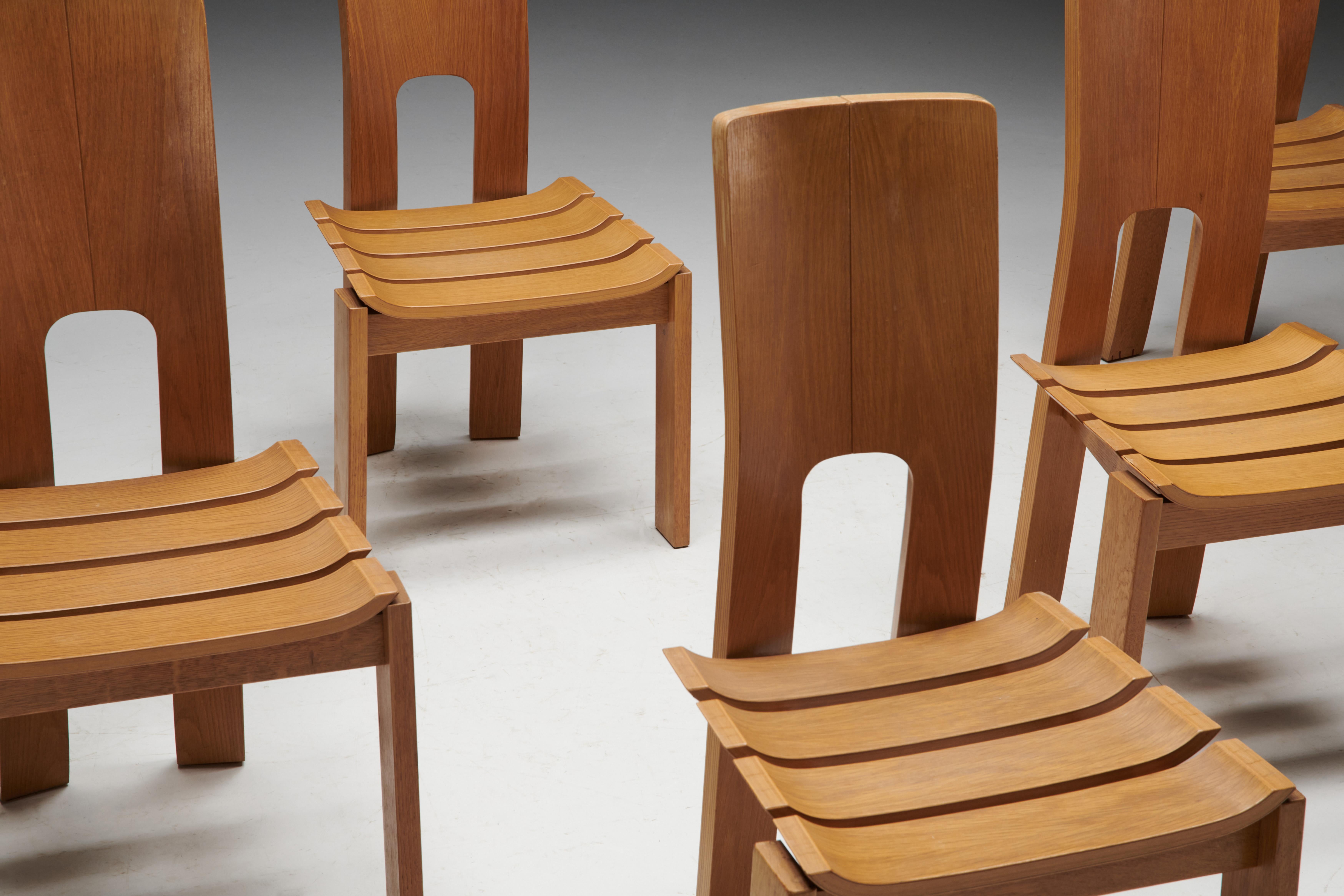 Scandinavian Modern Plywood Dining Chairs, 1970s For Sale 9