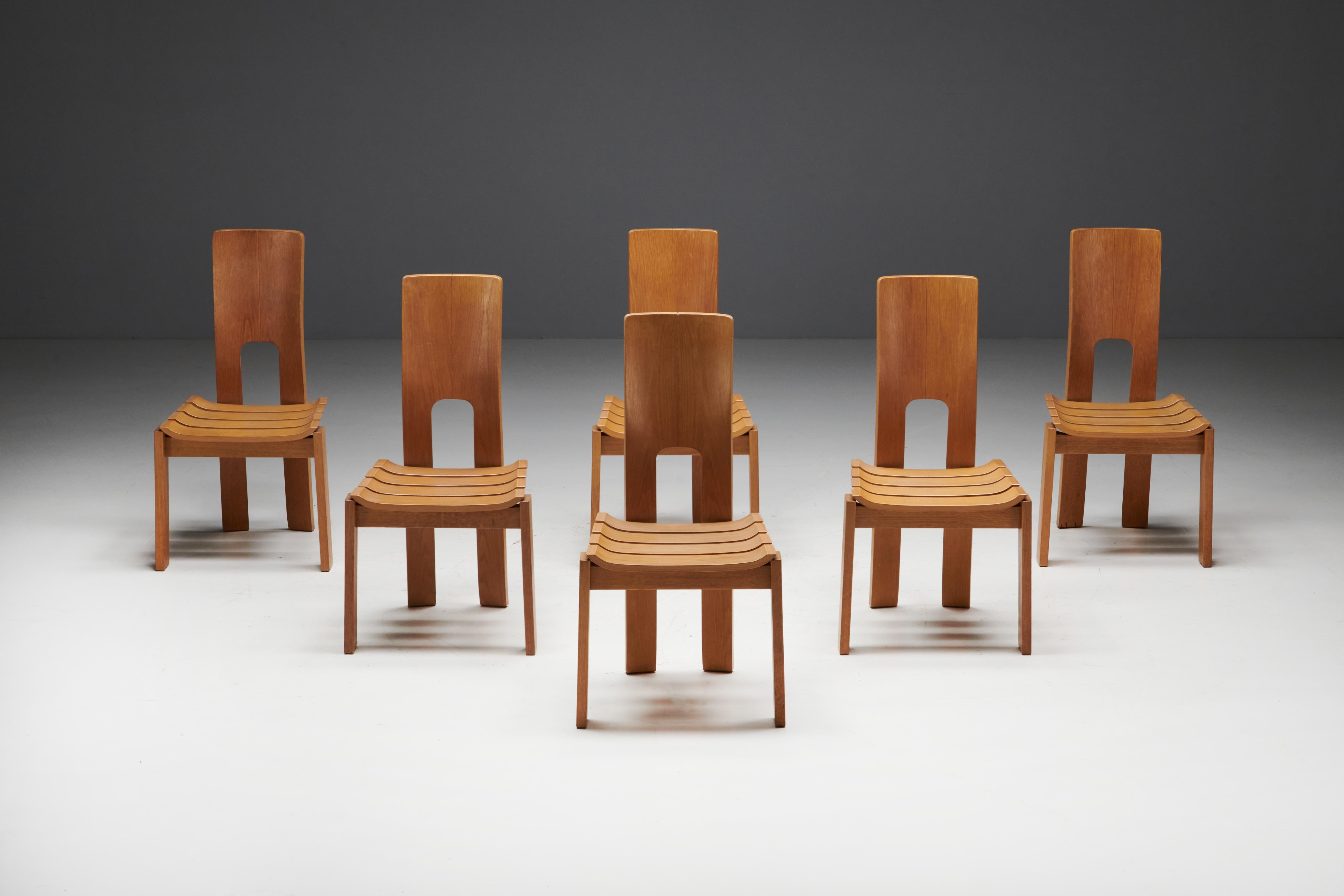 European Scandinavian Modern Plywood Dining Chairs, 1970s For Sale