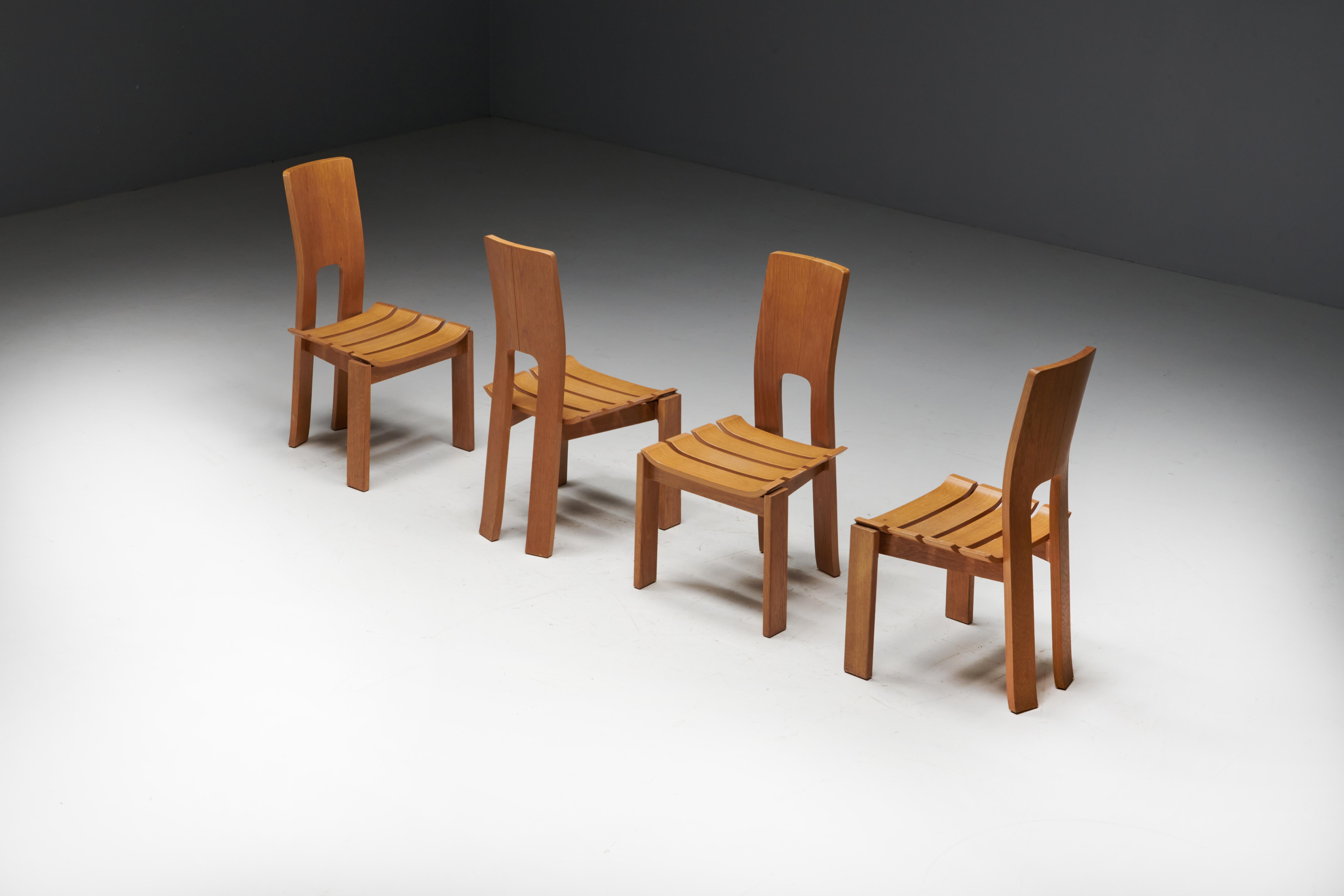 Scandinavian Modern Plywood Dining Chairs, 1970s In Excellent Condition For Sale In Antwerp, BE