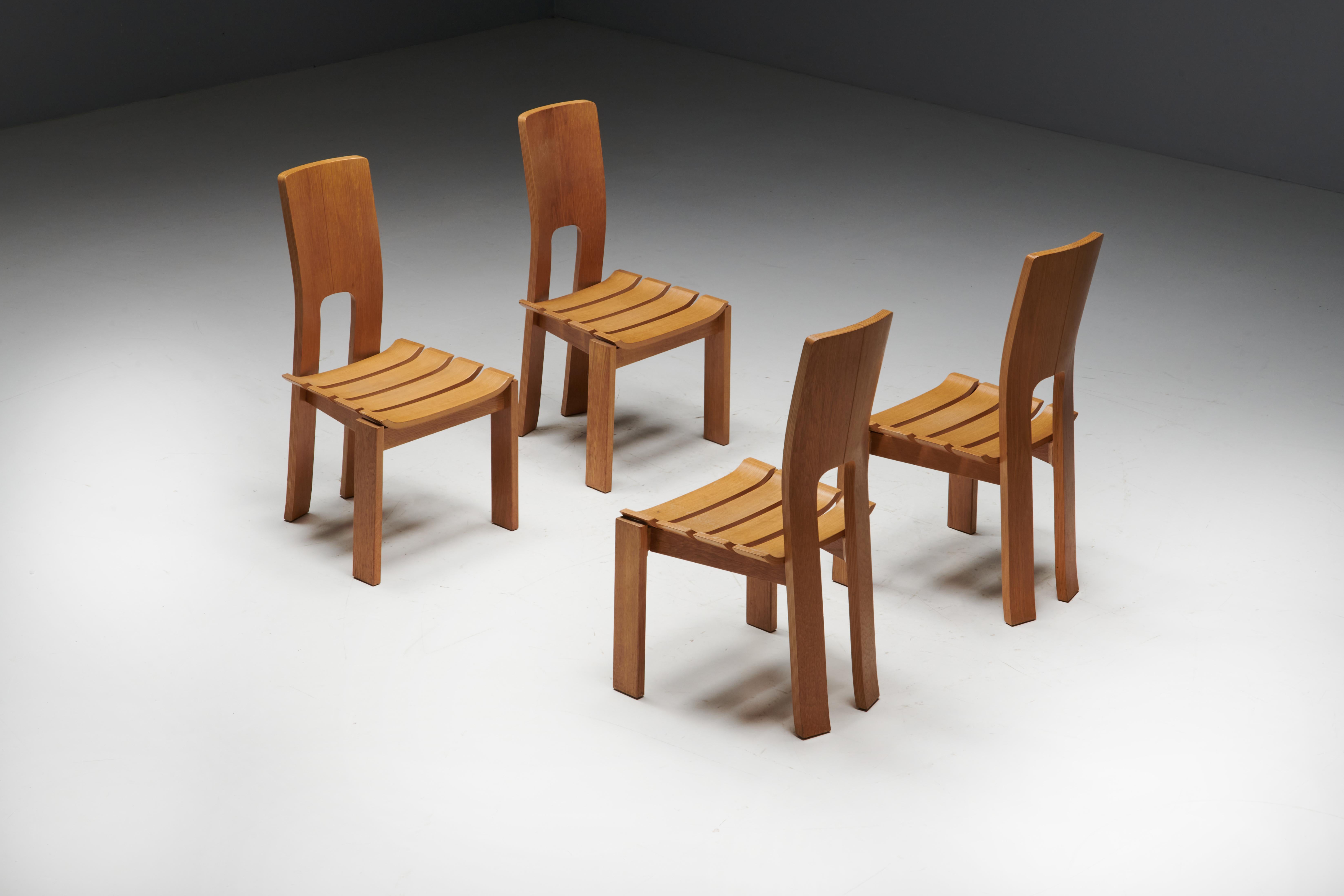 20th Century Scandinavian Modern Plywood Dining Chairs, 1970s For Sale