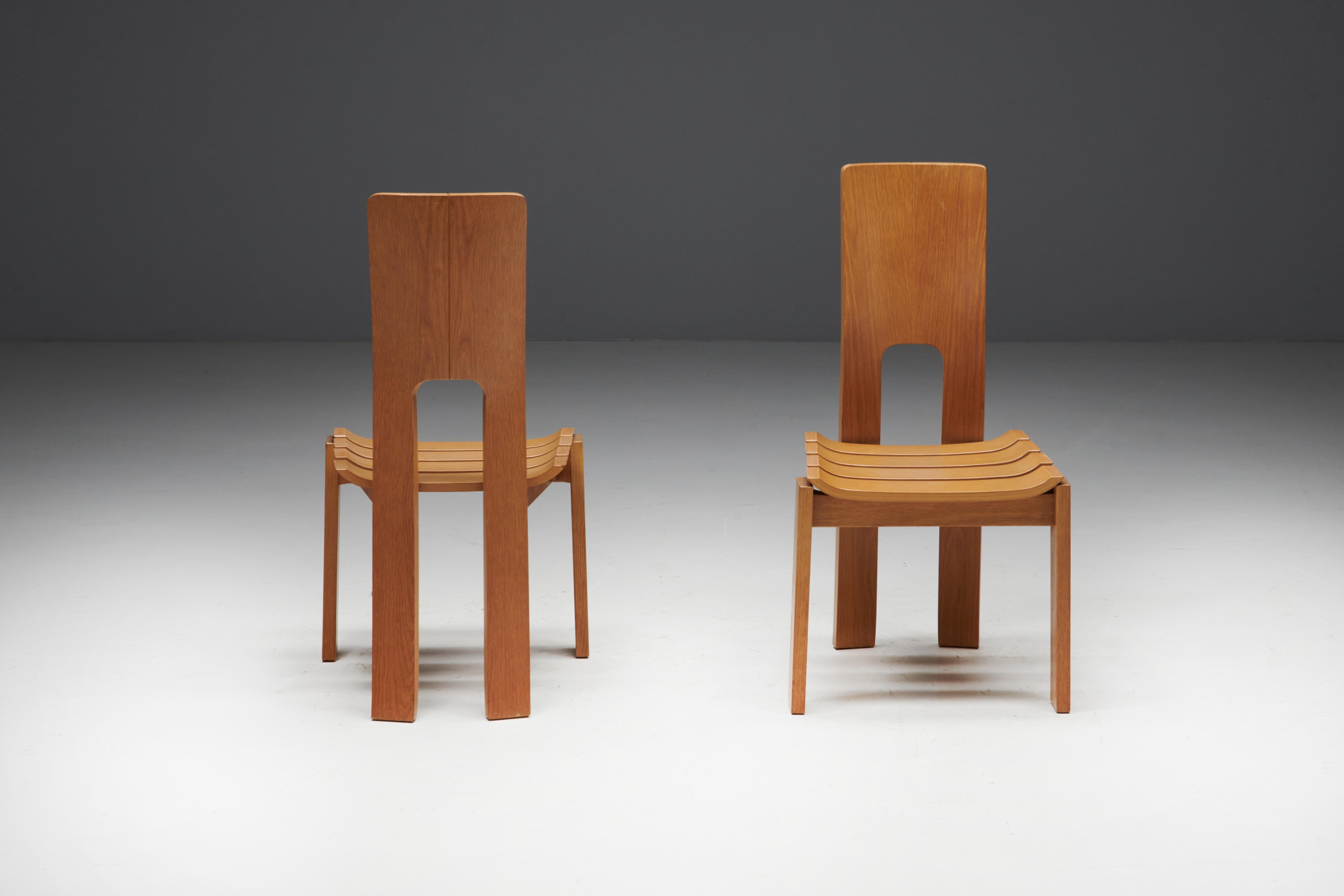 Scandinavian Modern Plywood Dining Chairs, 1970s For Sale 1