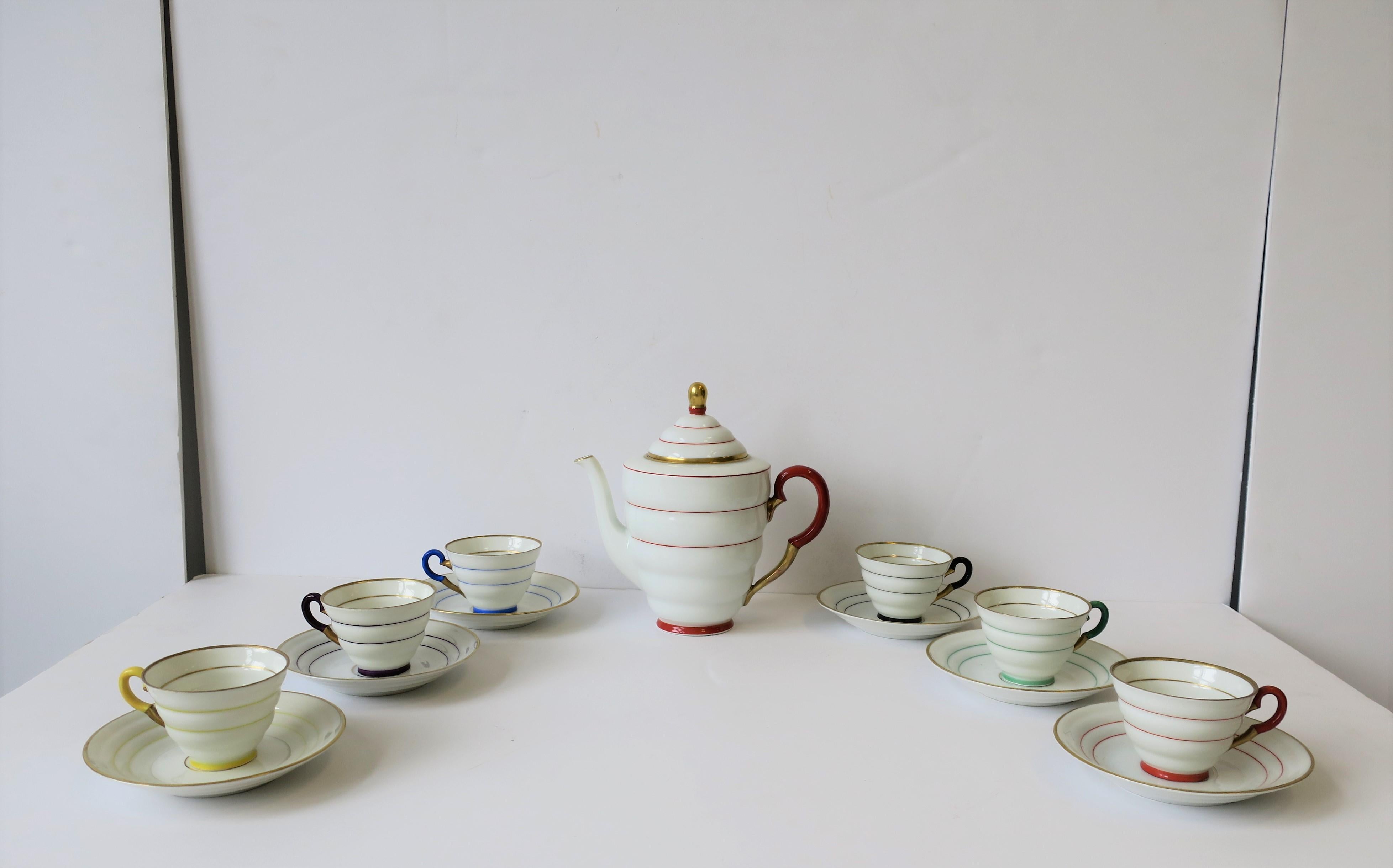 Glazed Scandinavian Modern White Porcelain Coffee Espresso or Tea Demitasse Set