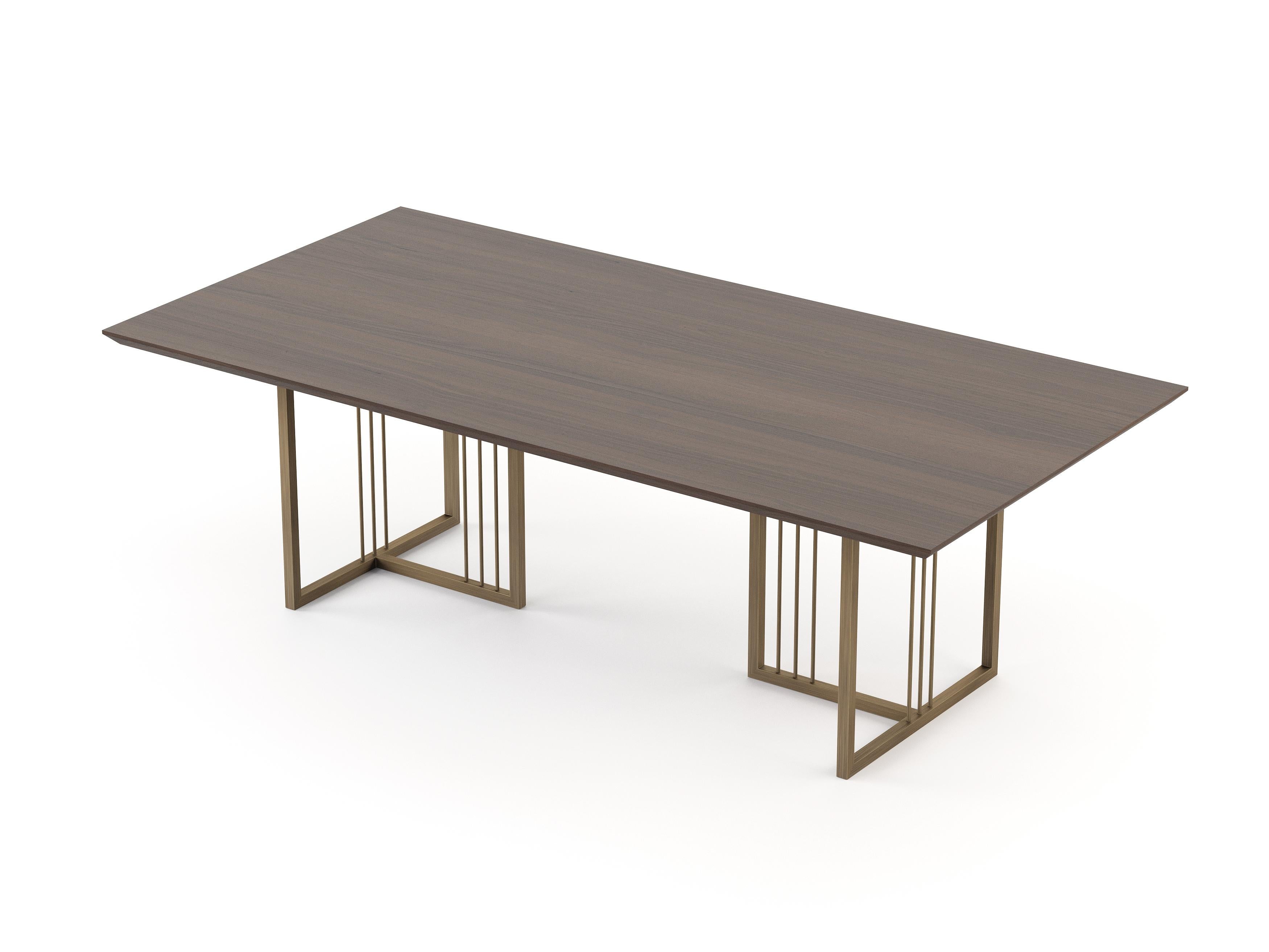 Neoclassical Scandinavian Modern Porto Dining Table Made with Walnut and Iron by Stylish Club For Sale