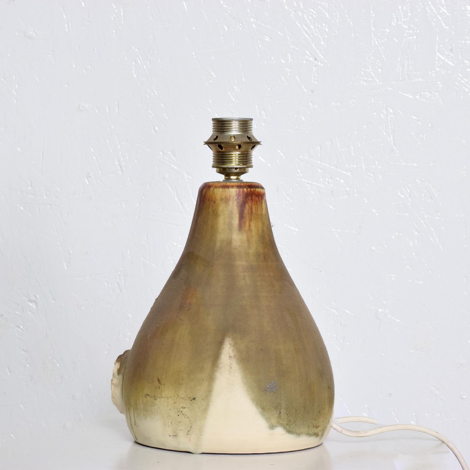 Scandinavian Modern  Modern Pottery Fat Lava Table Lamp Ceramic Drip Glaze Denmark 1960s For Sale