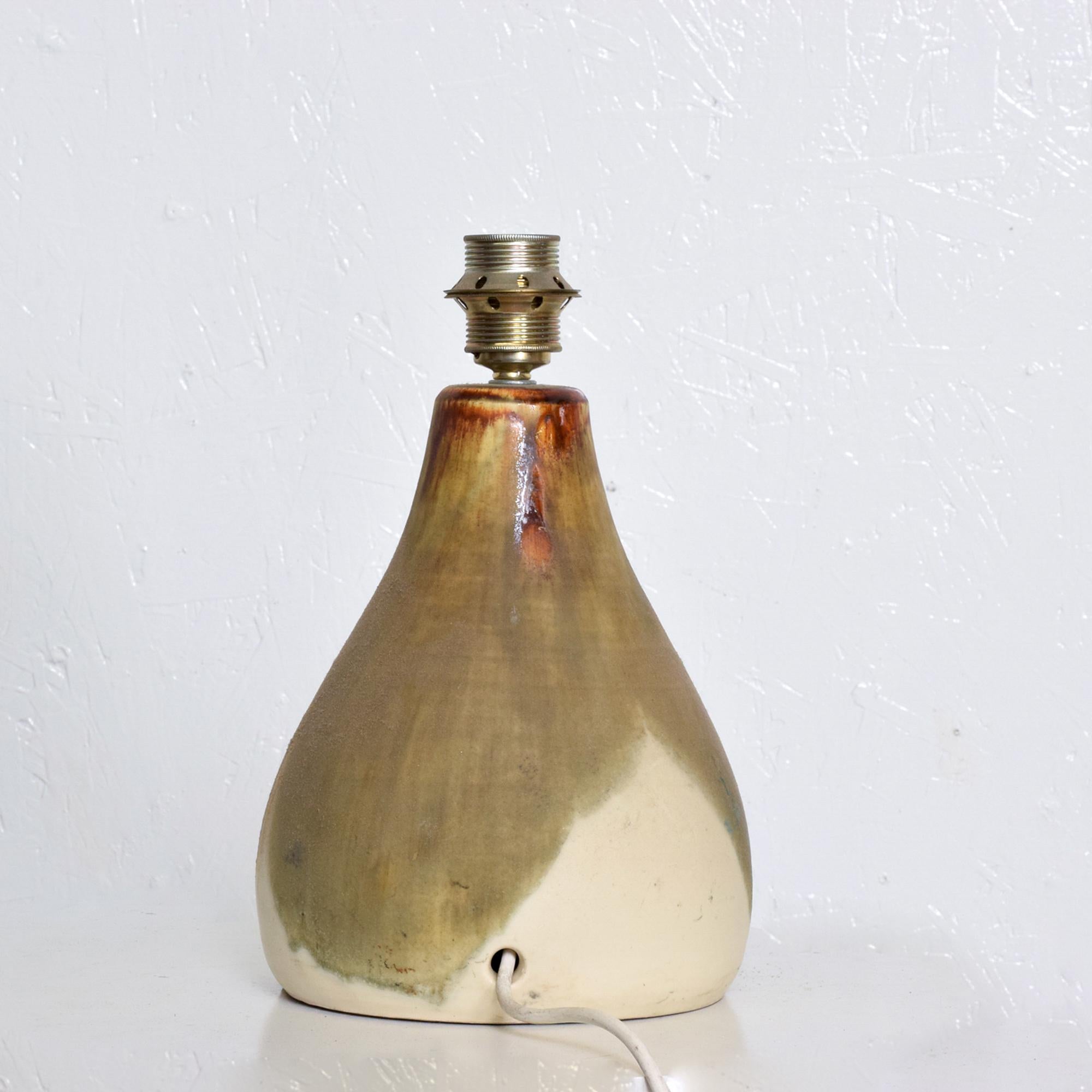  Modern Pottery Fat Lava Table Lamp Ceramic Drip Glaze Denmark 1960s In Good Condition For Sale In Chula Vista, CA
