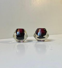 The Modern Scandinavian Purple Sommerso Kerzenhalter w. Luftblasen