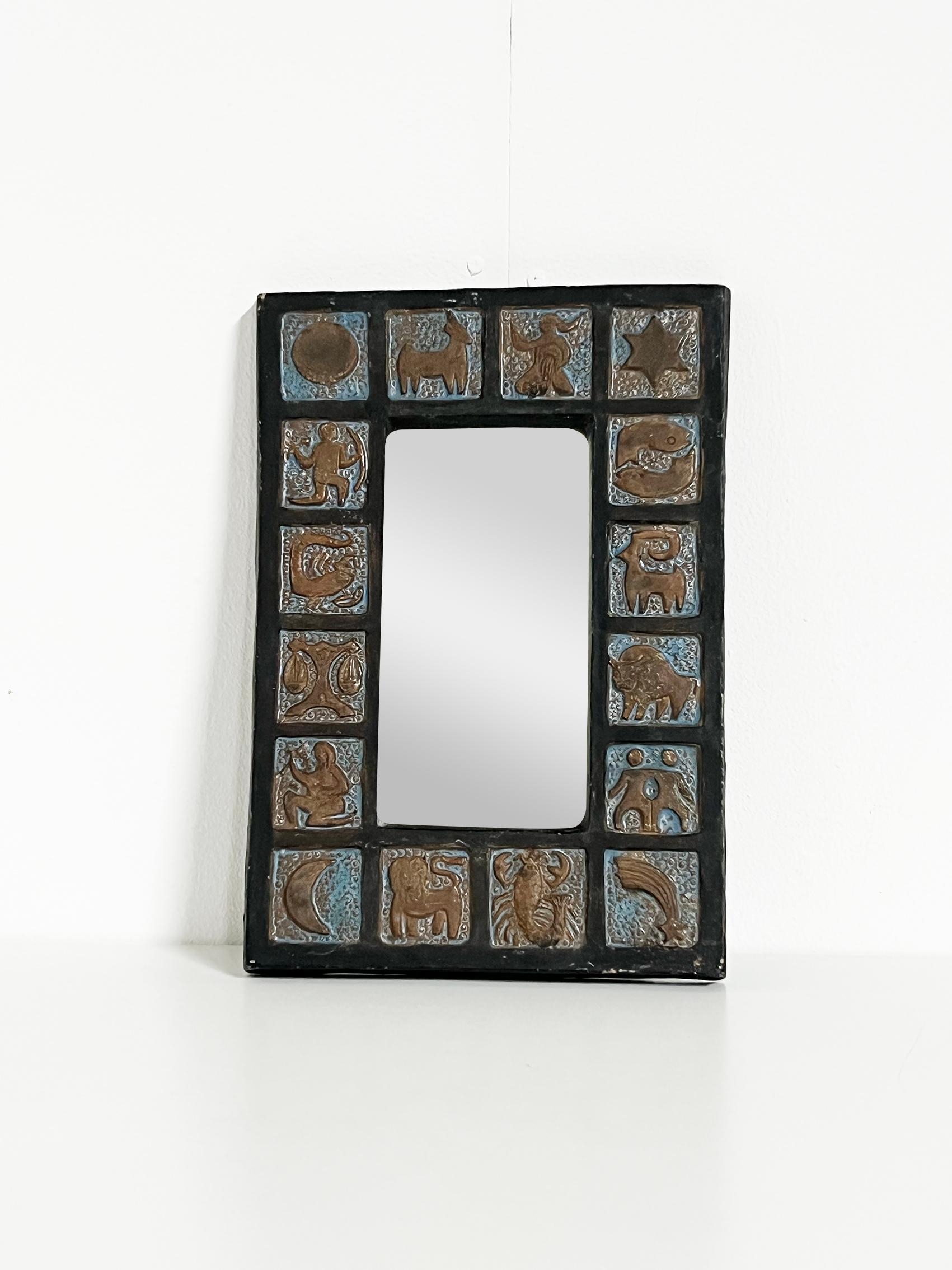 Scandinave moderne The Modernity, Rare, Miroir Zodiac par Lars Bergsten, Suède en vente