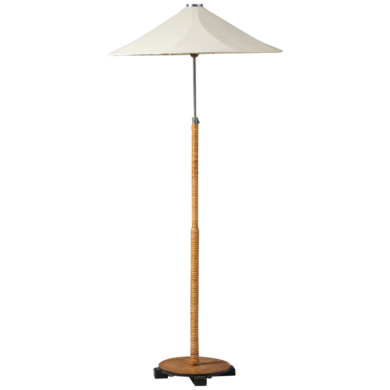Scandinavian Modern Rattan Floor Lamp, Finland, 1930s
