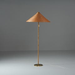 Lampada da terra in rattan The Modern Scandinavian, Itsu Oy, anni '50