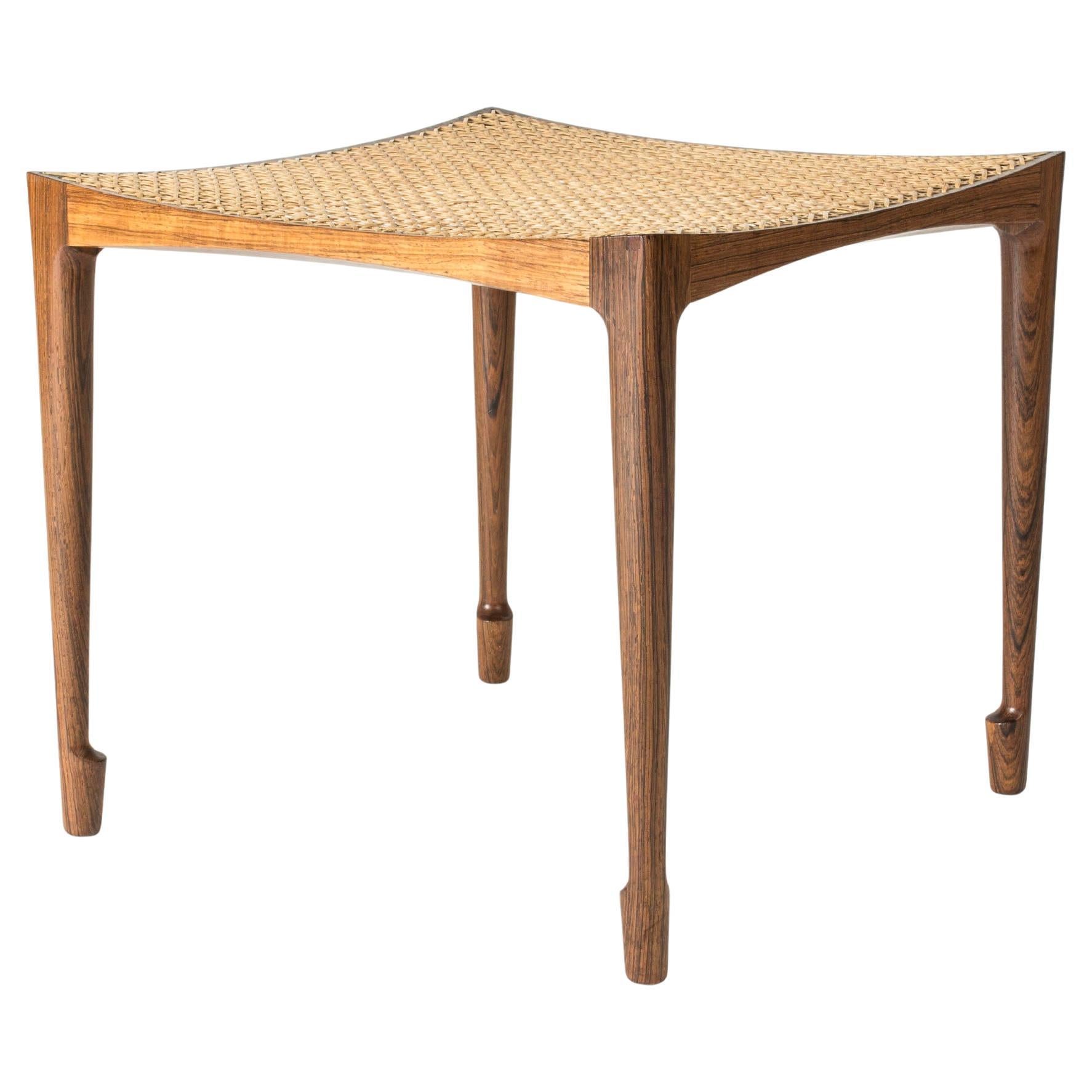 Scandinavian Modern Rattan Stool by Bernt Petersen, Denmark, 1950s