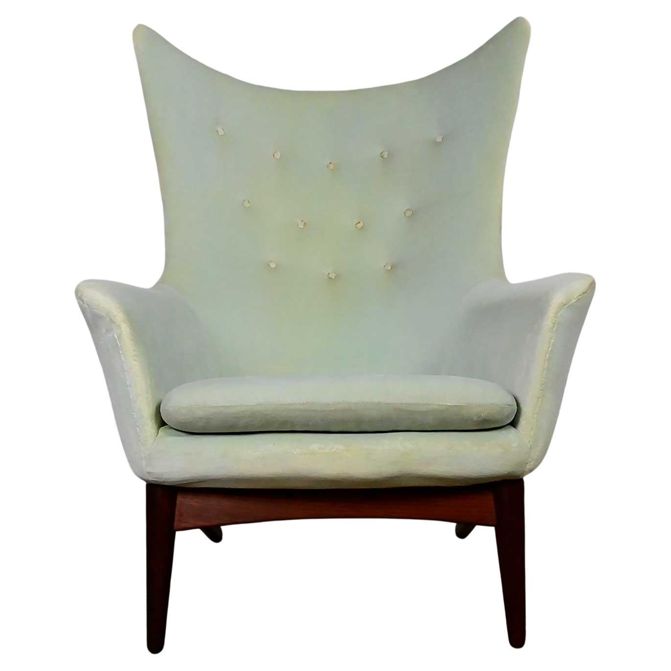Scandinavian Modern Reclining Wingback Lounge Chair H W Klein for Bramin Mobler