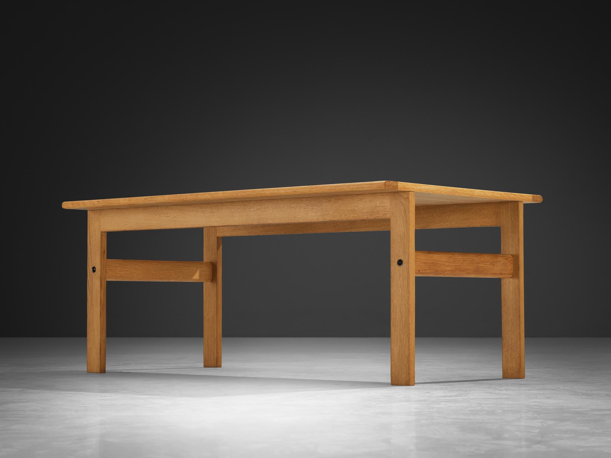 Scandinavian Modern Rectangular Coffee Table in Oak For Sale 4