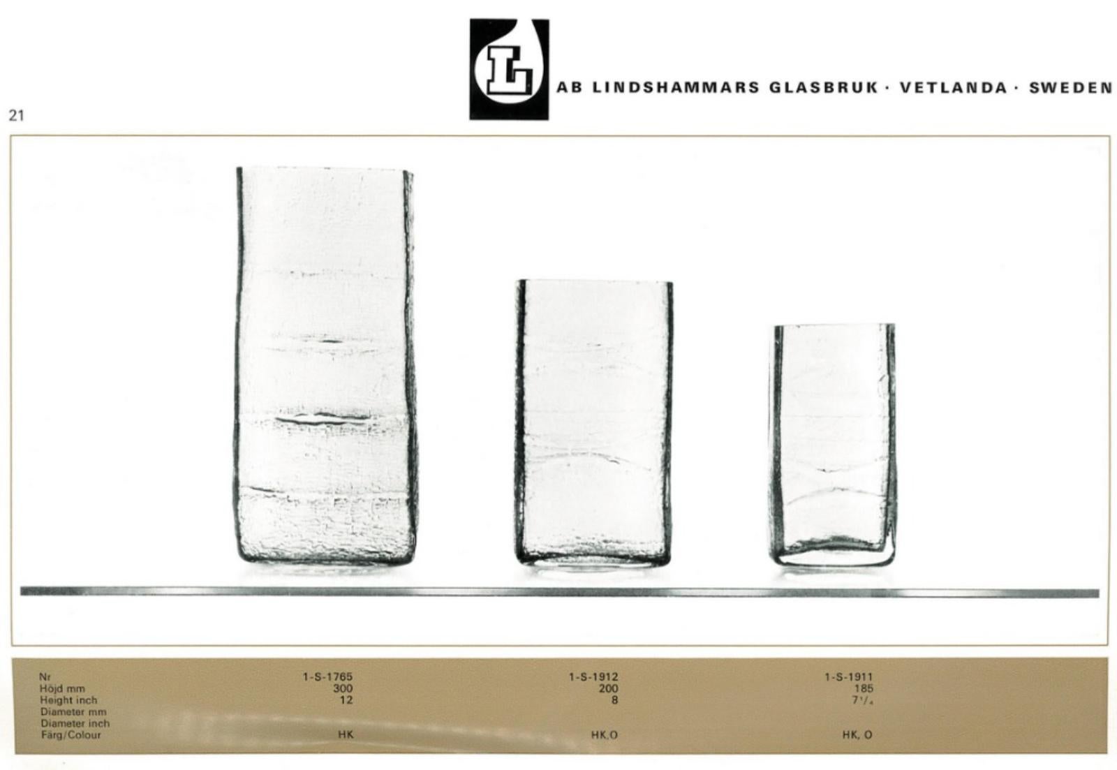 Vetro Vaso rettangolare in vetro arancione The Modern Scandinavian nello stile di Lindshammar, anni '60 in vendita