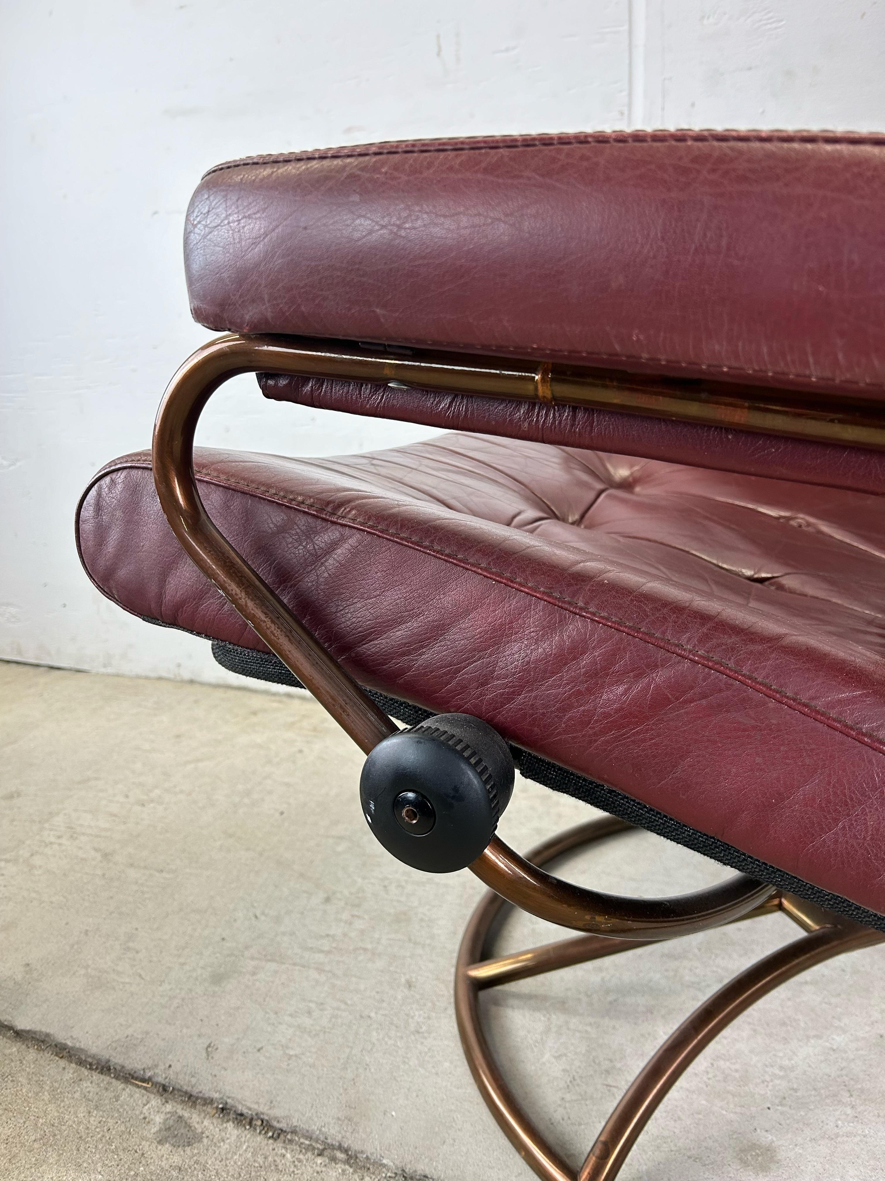Scandinavian Modern Red Leather Ekornes Stressless Recliner with Ottoman 10