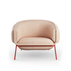 Scandinavian Modern Red Metal Base, Ria fabric Blop Armchair