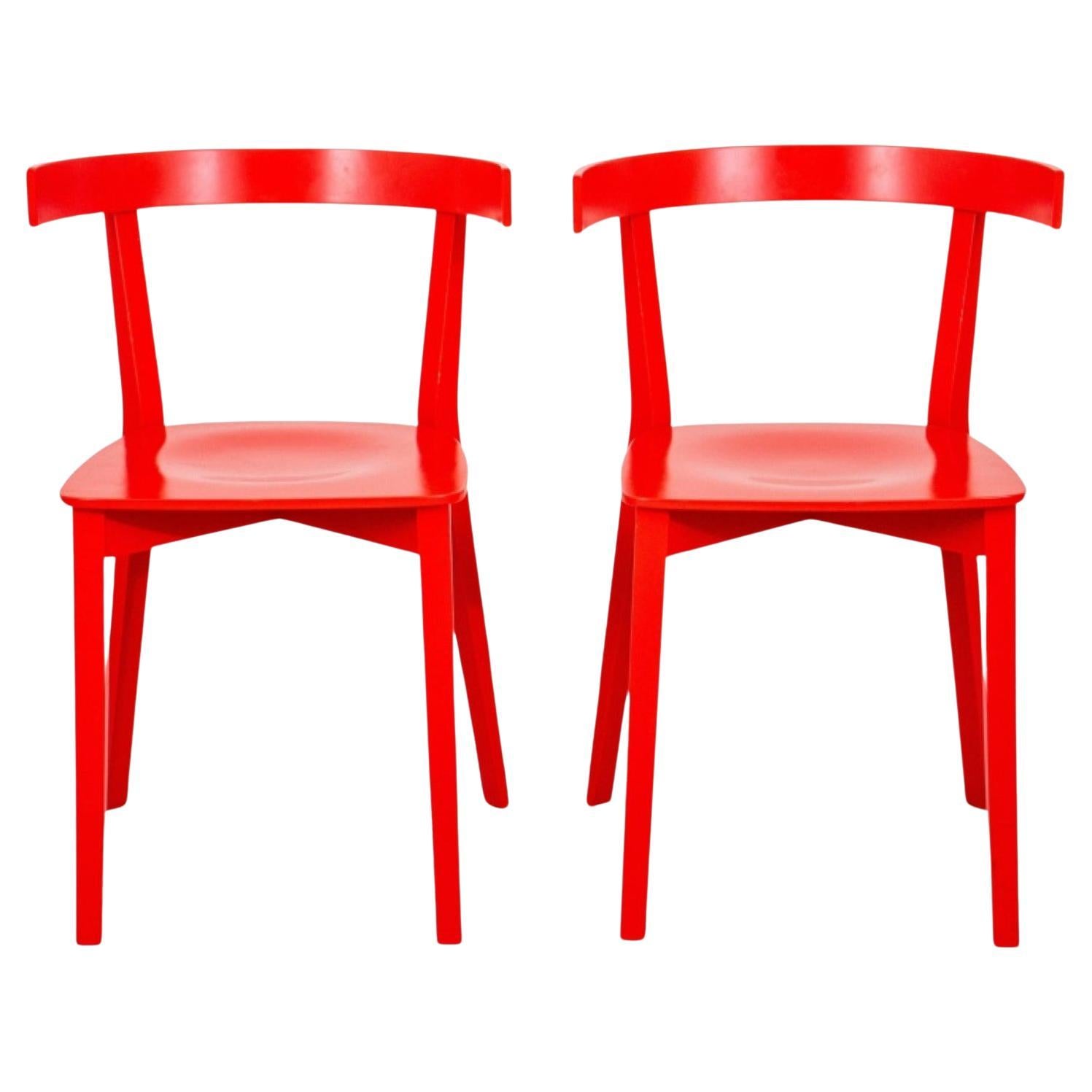 Scandinavian Modern Red Side Chairs, 2 For Sale