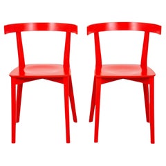 Scandinavian Modern Red Side Chairs, 2