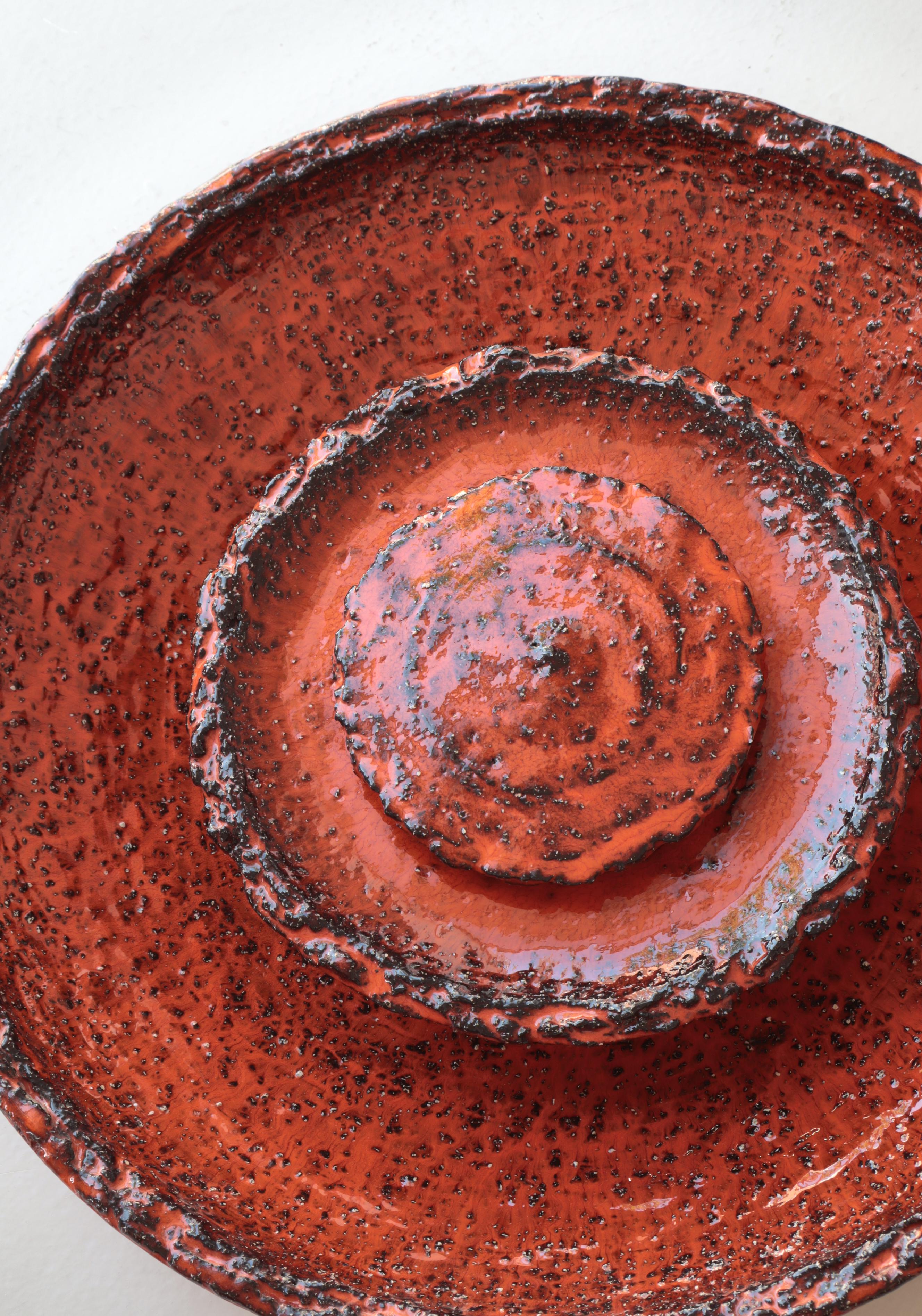 Large Scandinavian orange red Stoneware Wall Sconce, Ege Dagnæs, Denmark, 1960s For Sale 6