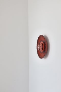 Large Scandinavian orange red Stoneware Wall Sconce, Ege Dagnæs, Denmark, 1960s
