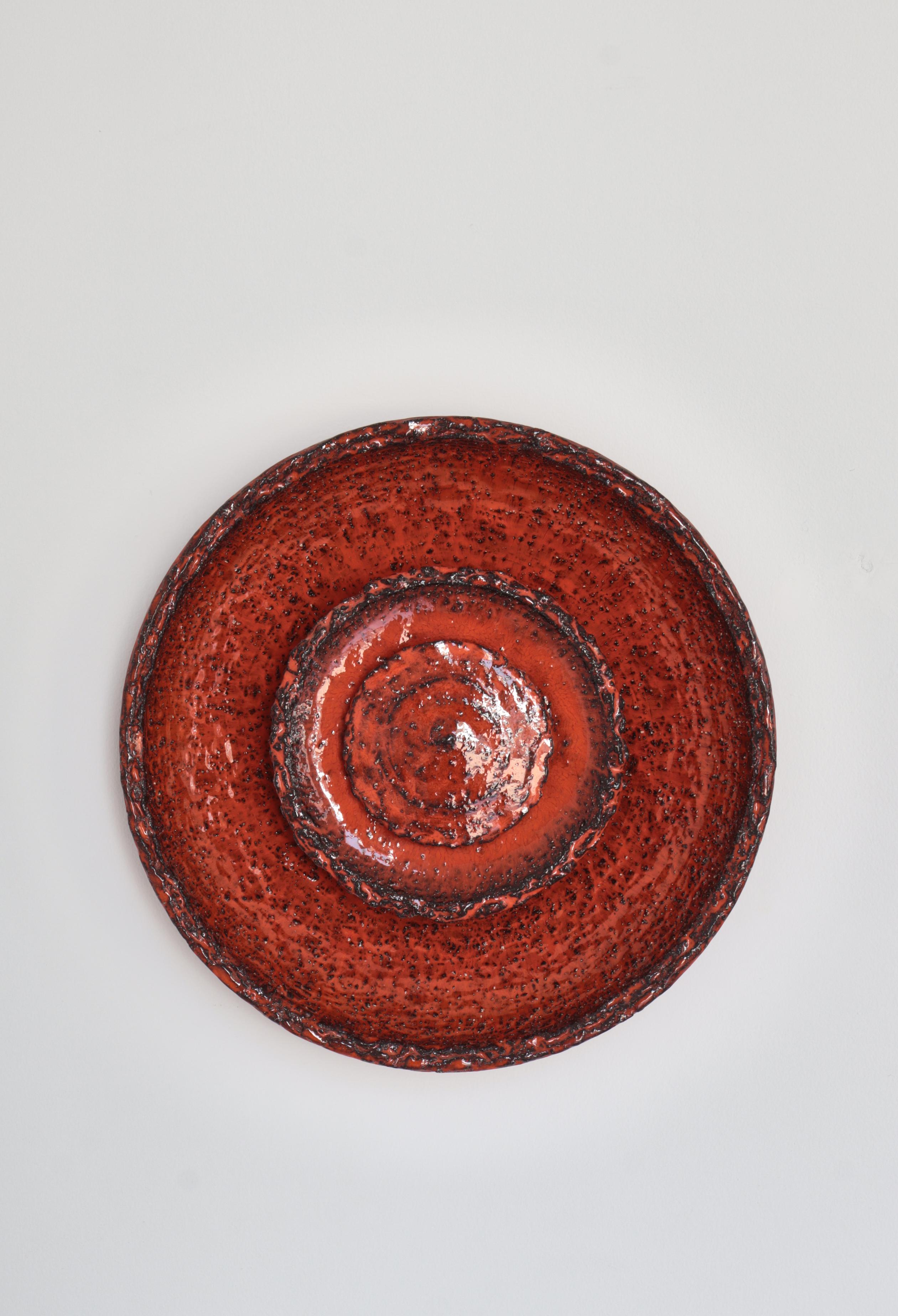 Mid-20th Century Large Scandinavian orange red Stoneware Wall Sconce, Ege Dagnæs, Denmark, 1960s For Sale