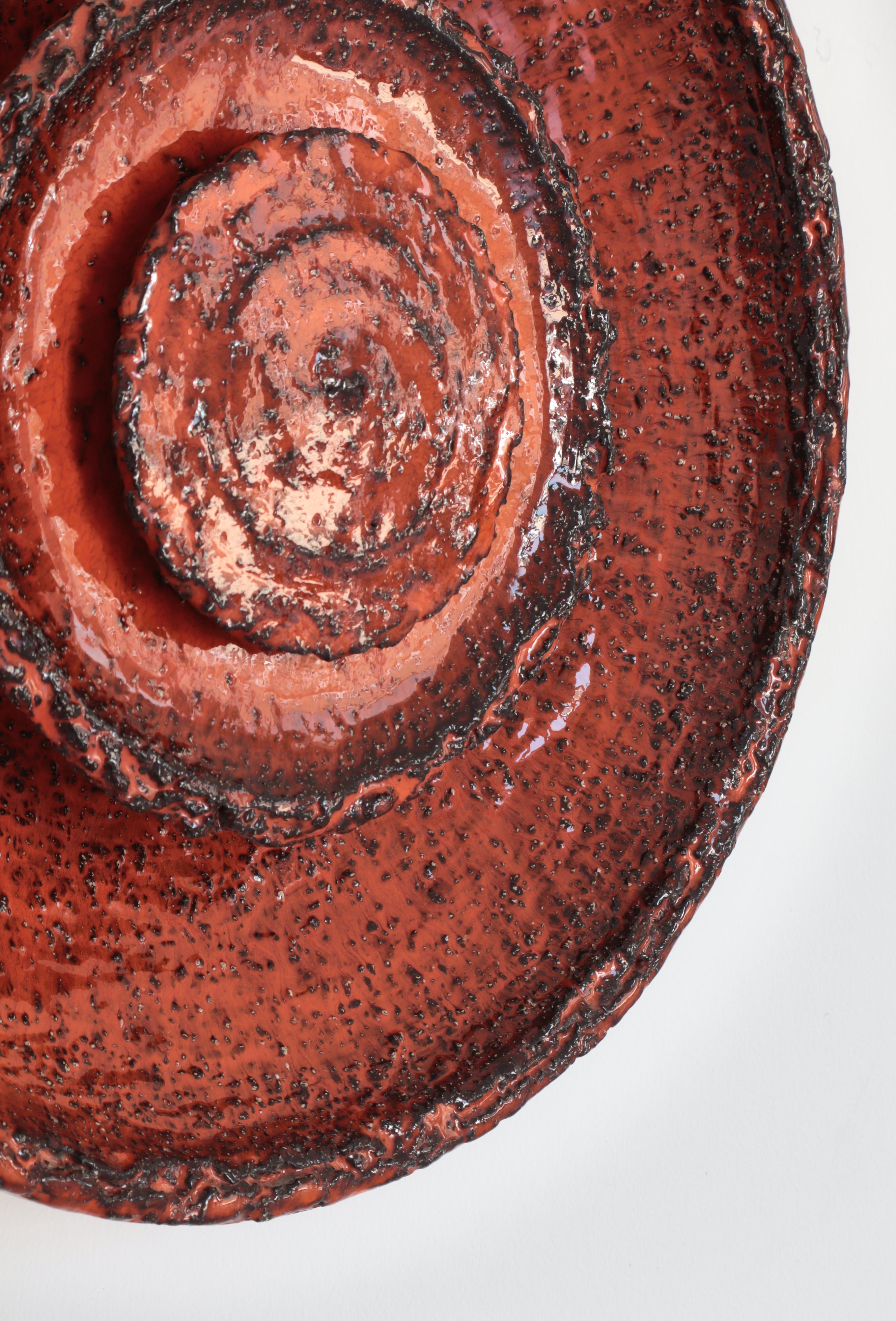 Large Scandinavian orange red Stoneware Wall Sconce, Ege Dagnæs, Denmark, 1960s For Sale 2