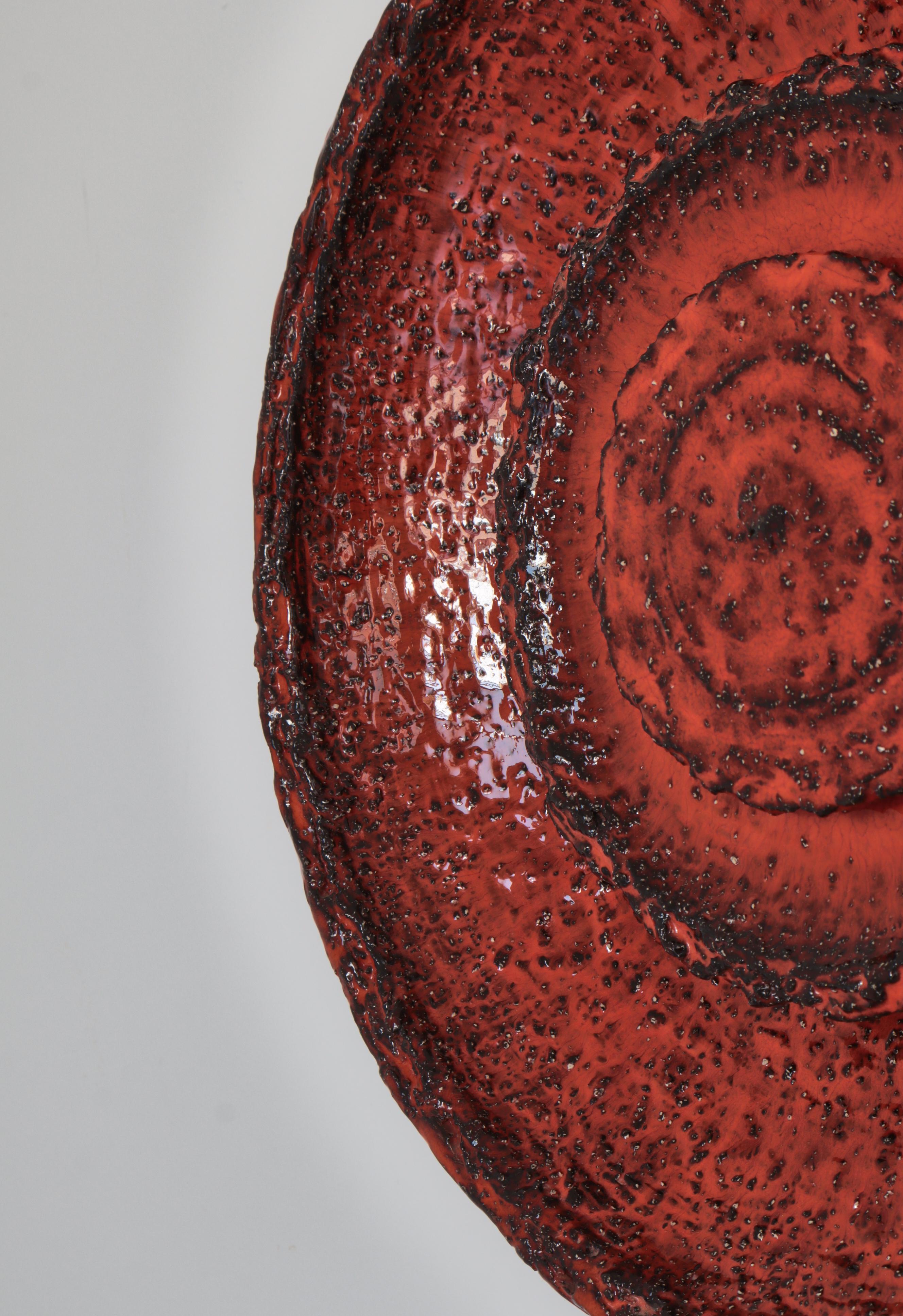 Large Scandinavian orange red Stoneware Wall Sconce, Ege Dagnæs, Denmark, 1960s For Sale 3