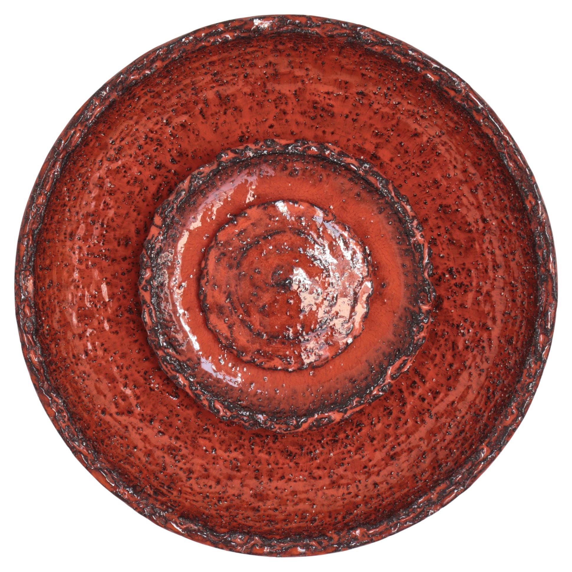 Large Scandinavian orange red Stoneware Wall Sconce, Ege Dagnæs, Denmark, 1960s