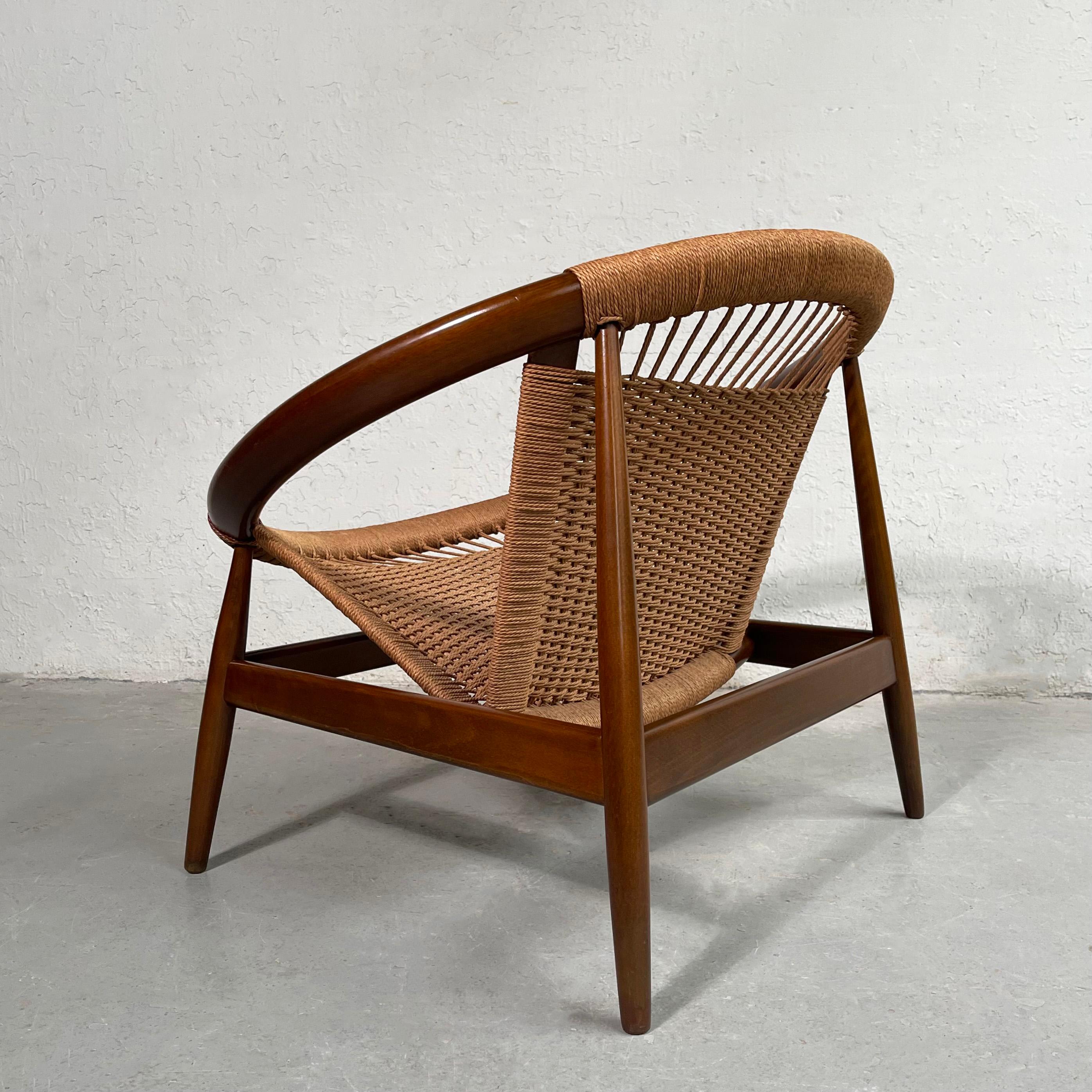Cord Scandinavian Modern Ringstol Woven Hoop Chair by Illum Wikkelsø