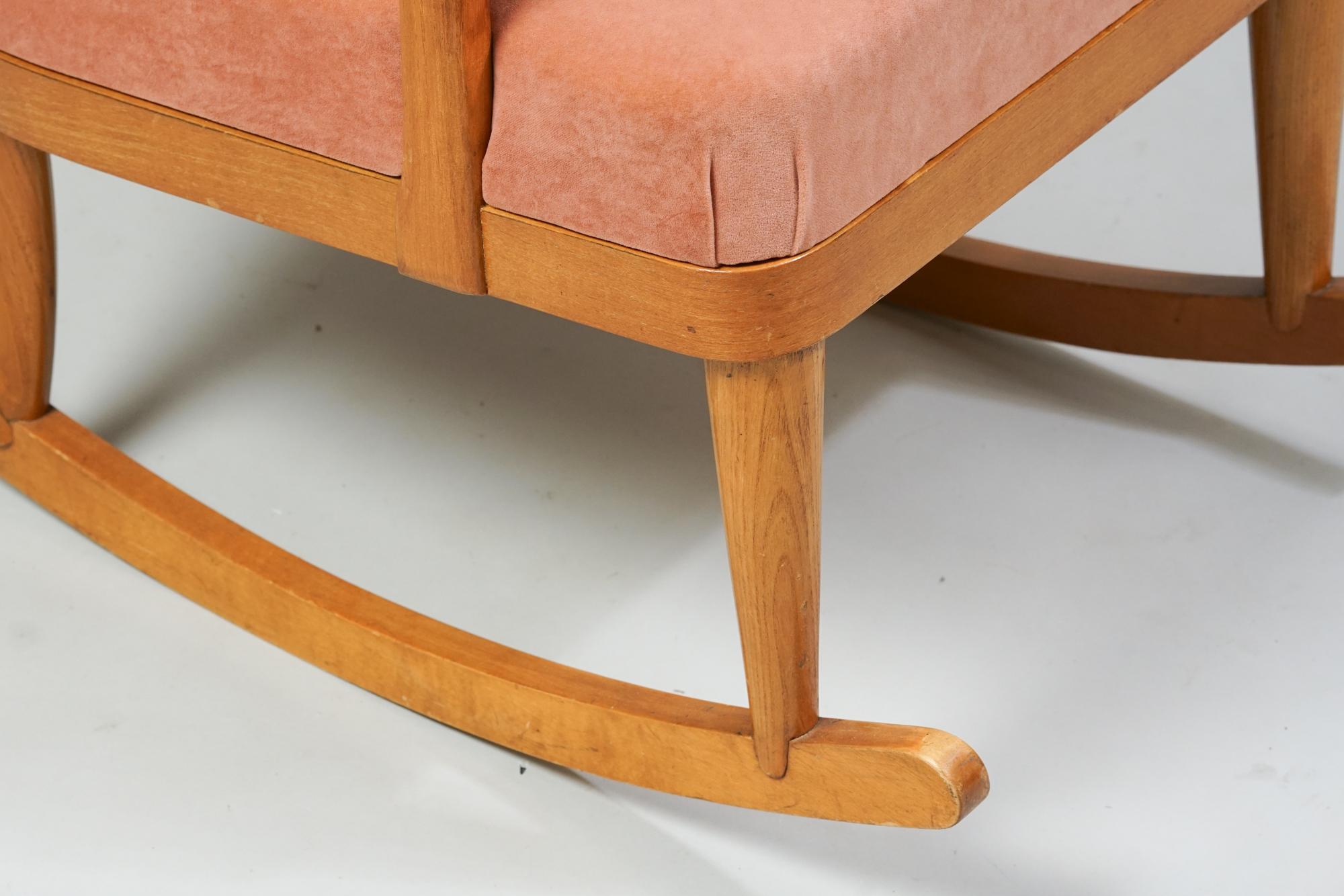 Fabric Scandinavian Modern Rocking Chair, Carin Bryggman, 1940/1950s