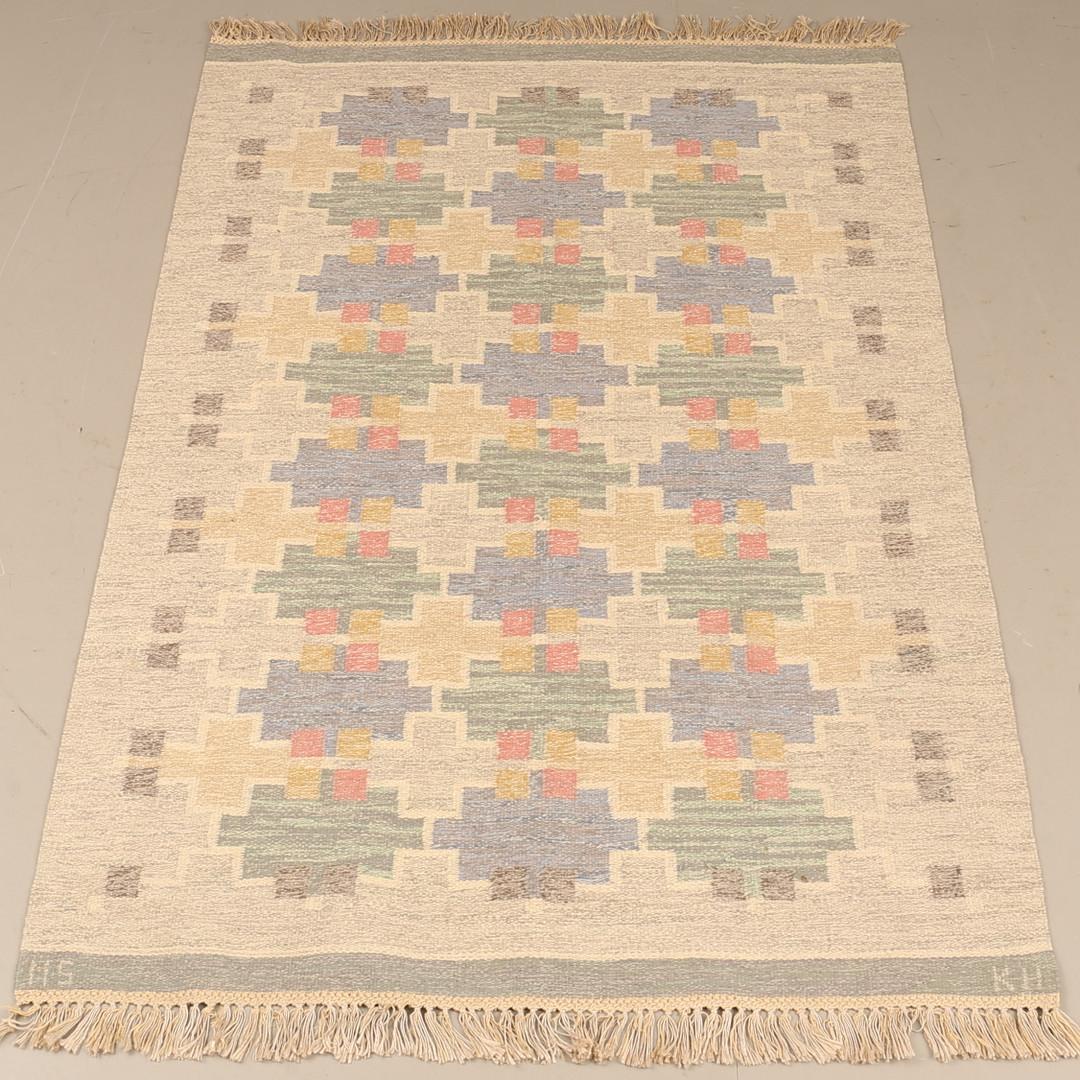 Tissé à la main Scandinave moderne  Tapis Rölakan Flatweave par Maj Svanström, Suède, années 1950 en vente