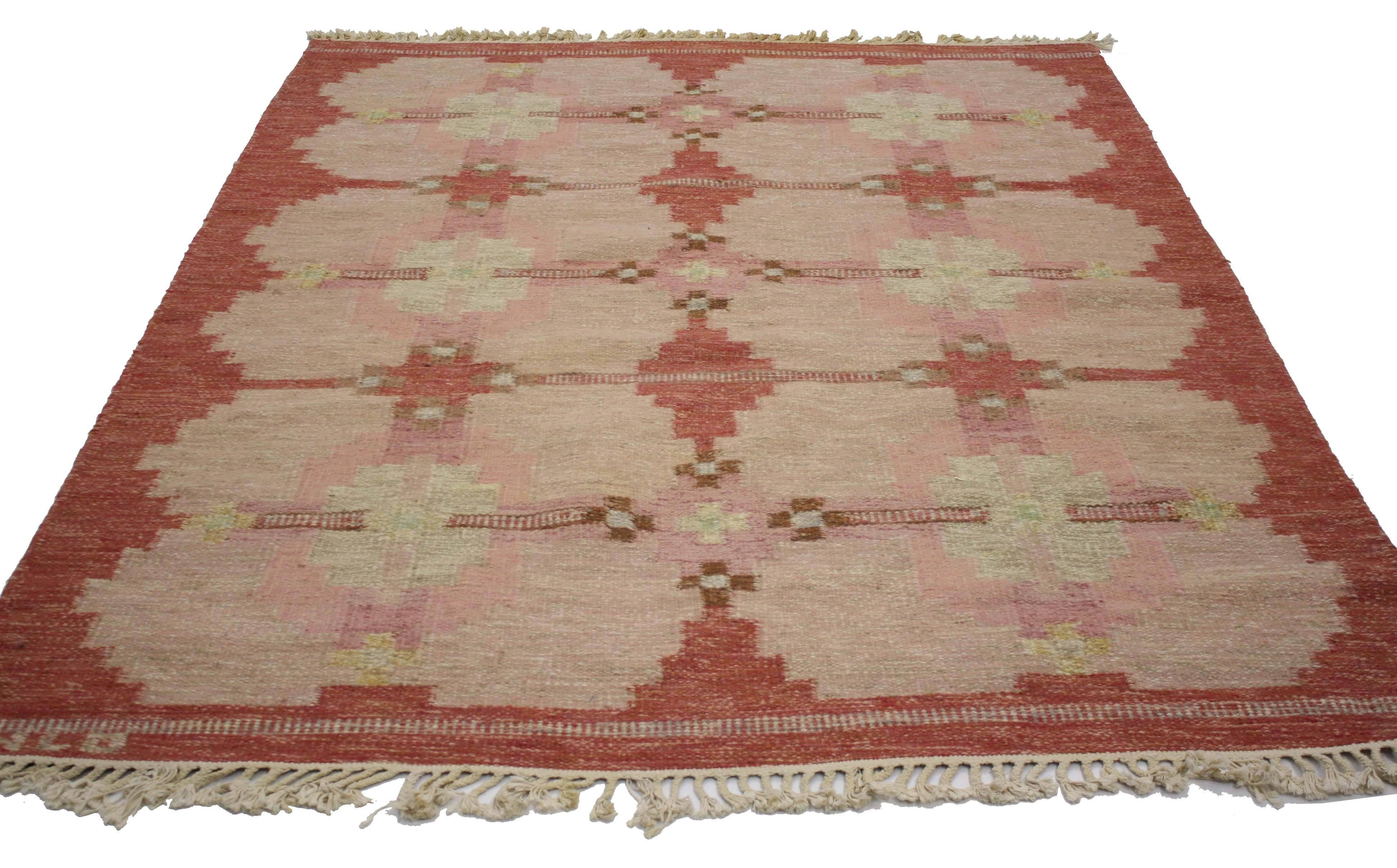Skandinavisch Moderner Rollakan von HLO:: Schwedischer Flachgewebe-Kilim-Teppich:: Röllakan (Skandinavische Moderne)