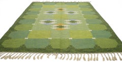 Scandinavian Modern Rollakan by Ingegerd Silow, Swedish Flat-Weave Kilim Rug